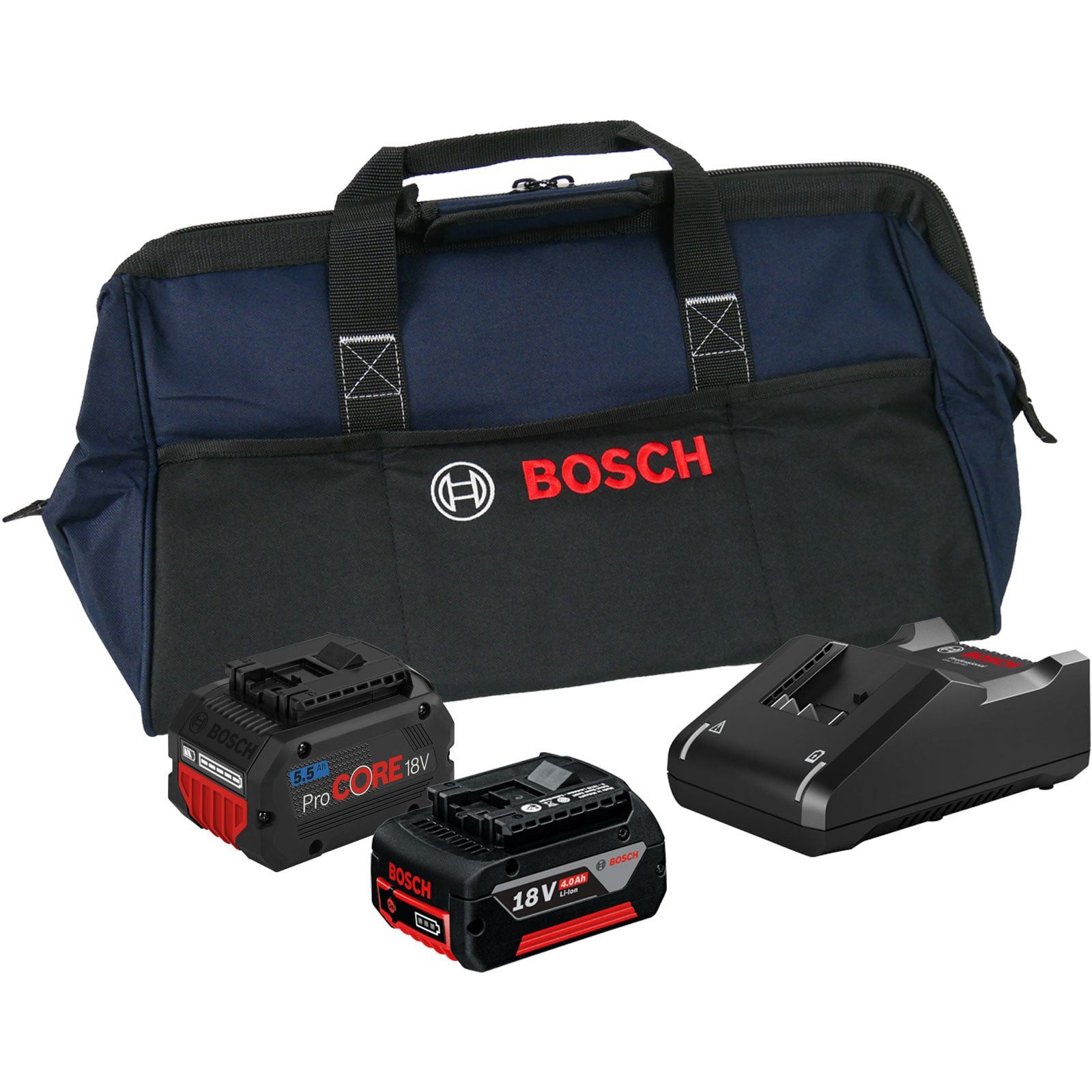 BOSCH Bosch Starter-Set 18V / 1x 4,0 Ah Akku + 1x 5,5 Ah ProCORE18V Akku + L Werkzeug-Akku-Ladetechnik