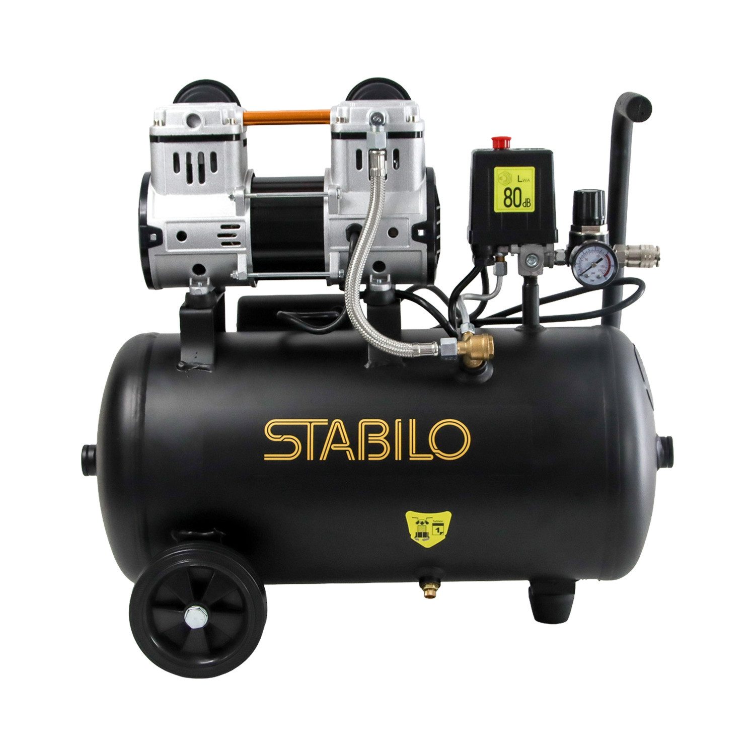 Stabilo Sanitär Kompressor Kompressor Silent 8 bar mit 24 l Kessel und 1,1 kW Schallgedämmt – Bild 4 von 5