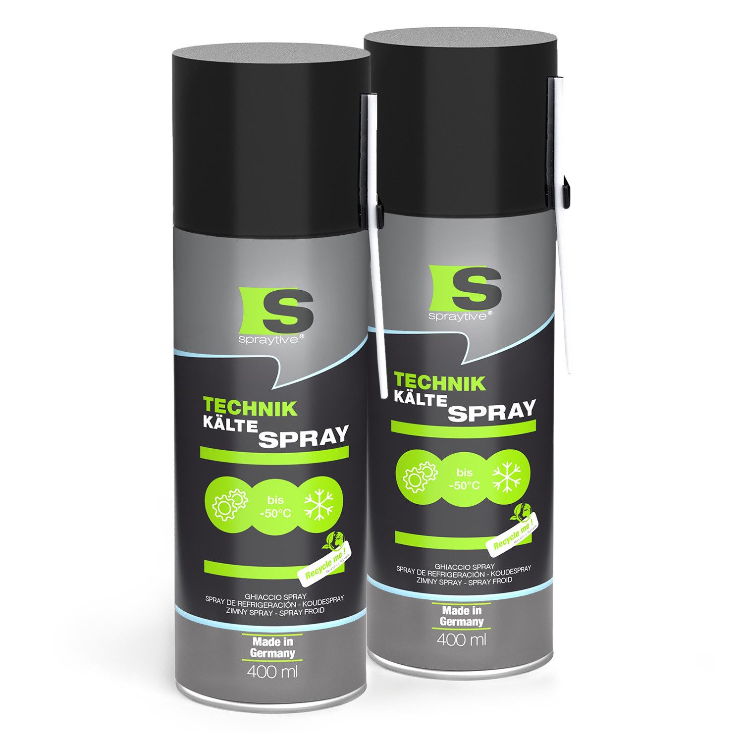 Spraytive Kältemittel 2x 400ml Kältespray Werkstatt: Eisspray, Vereisungsspray bis -50°C, Made in Germany