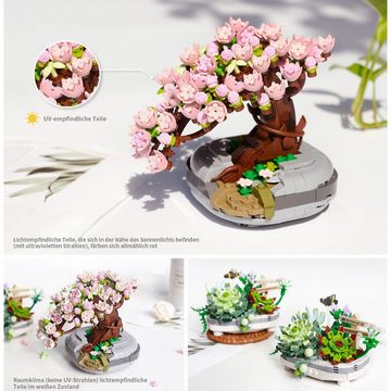 Kunstbonsai Sakura-Blumen-Bonsai-Baum-Baustein-Set, rosa Kirschblüten-Baumhaus, Fivejoy, Valentinstag Muttertag romantische Geschenke, kreative Heimdekoration