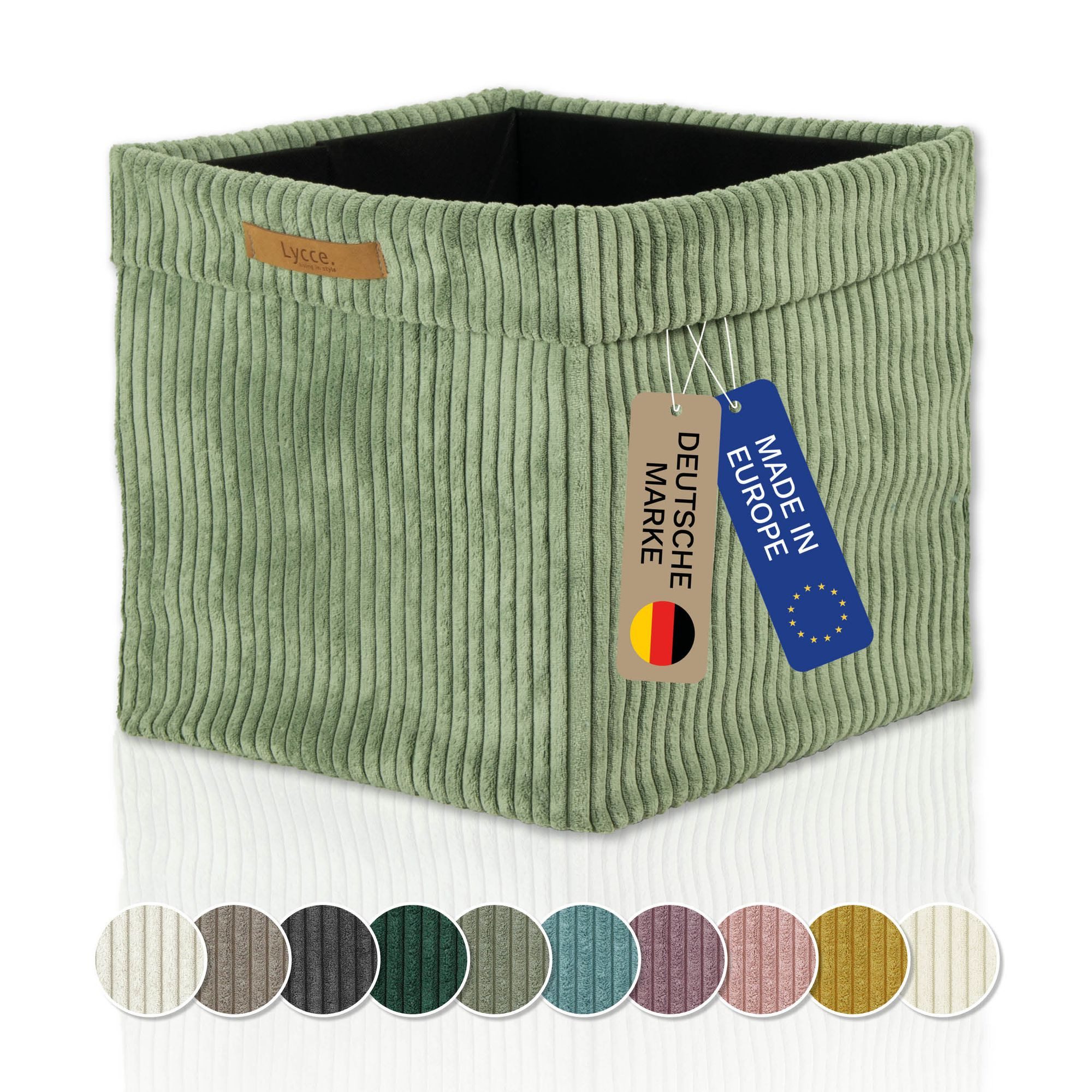 Lycce Regalkorb Kallax Boxen Cord 1 Stk. salbei, Aufbewahrungsbox faltbar 33x33x31cm (1 St)