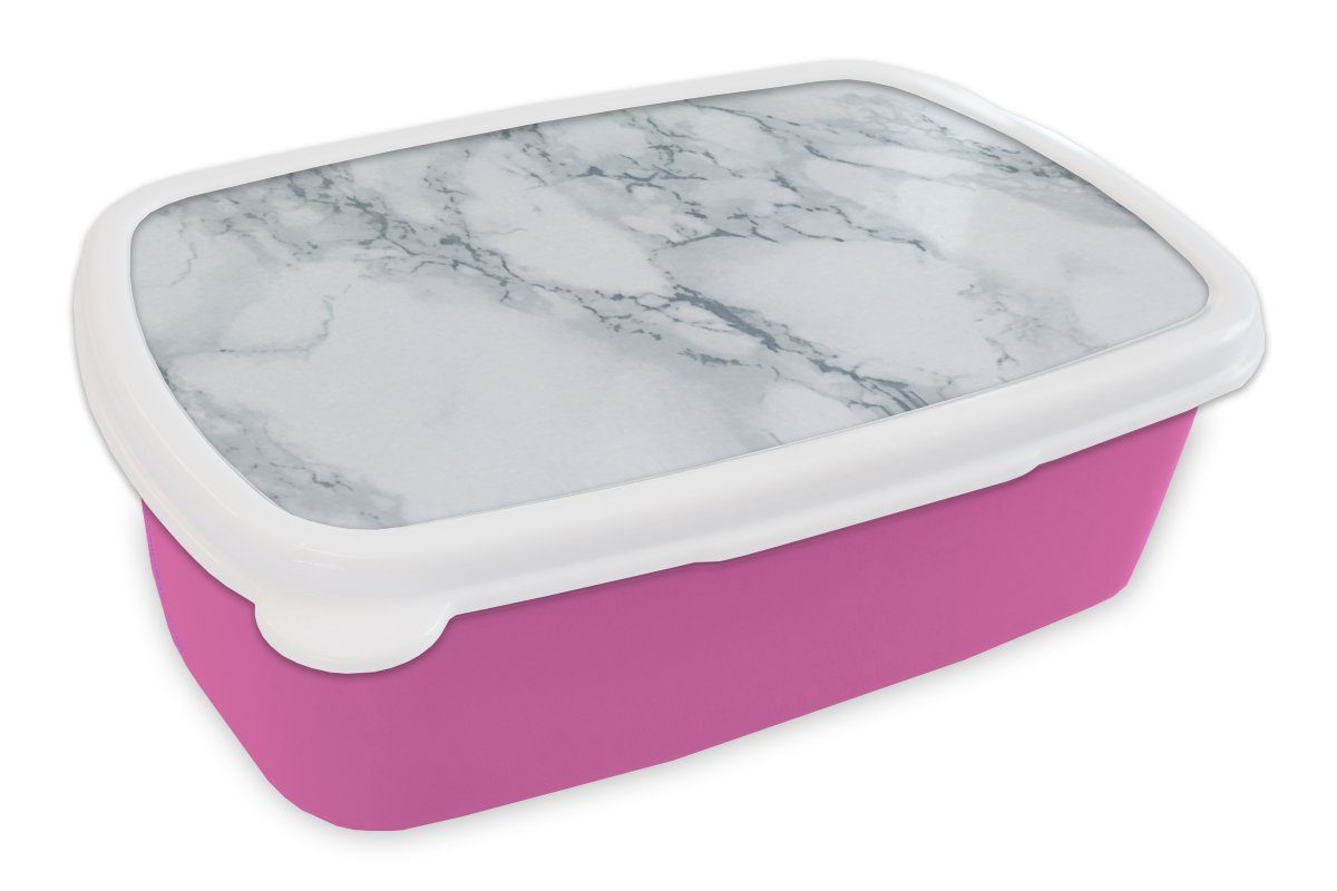 MuchoWow Lunchbox Marmor - Muster - Gus - Weiß - Marmoroptik - Luxus, Kunststoff, (2-tlg), Brotbox für Erwachsene, Brotdose Kinder, Snackbox, Mädchen, Kunststoff rosa