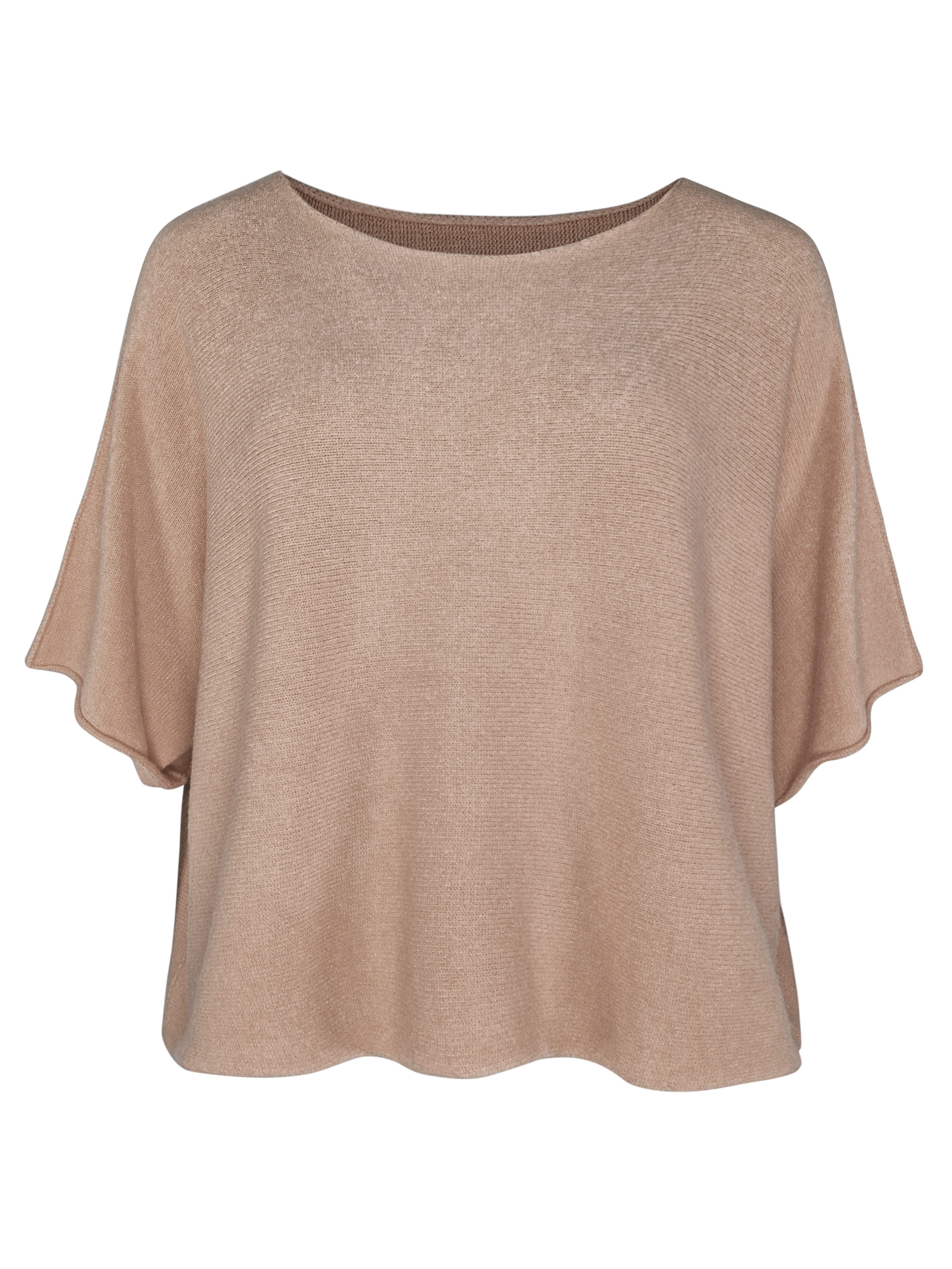 dy_mode Kurzarmpullover Damen Kurzarmpullover Feinstrickshirt Lässiger Kurzarm Strickoberteil in Unifarbe, Rundhals-Ausschnitt, Oversize-Look