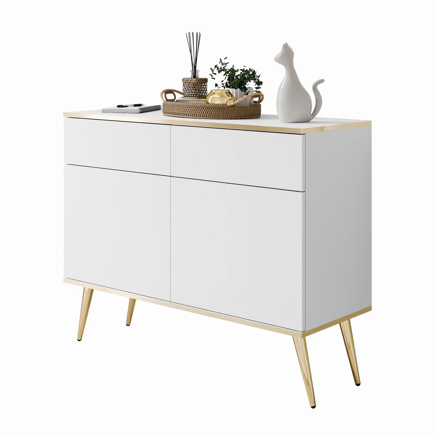 Lookway Kommode OXFORD KSZ107 Zweiflügelige Kommode mit Schubladen