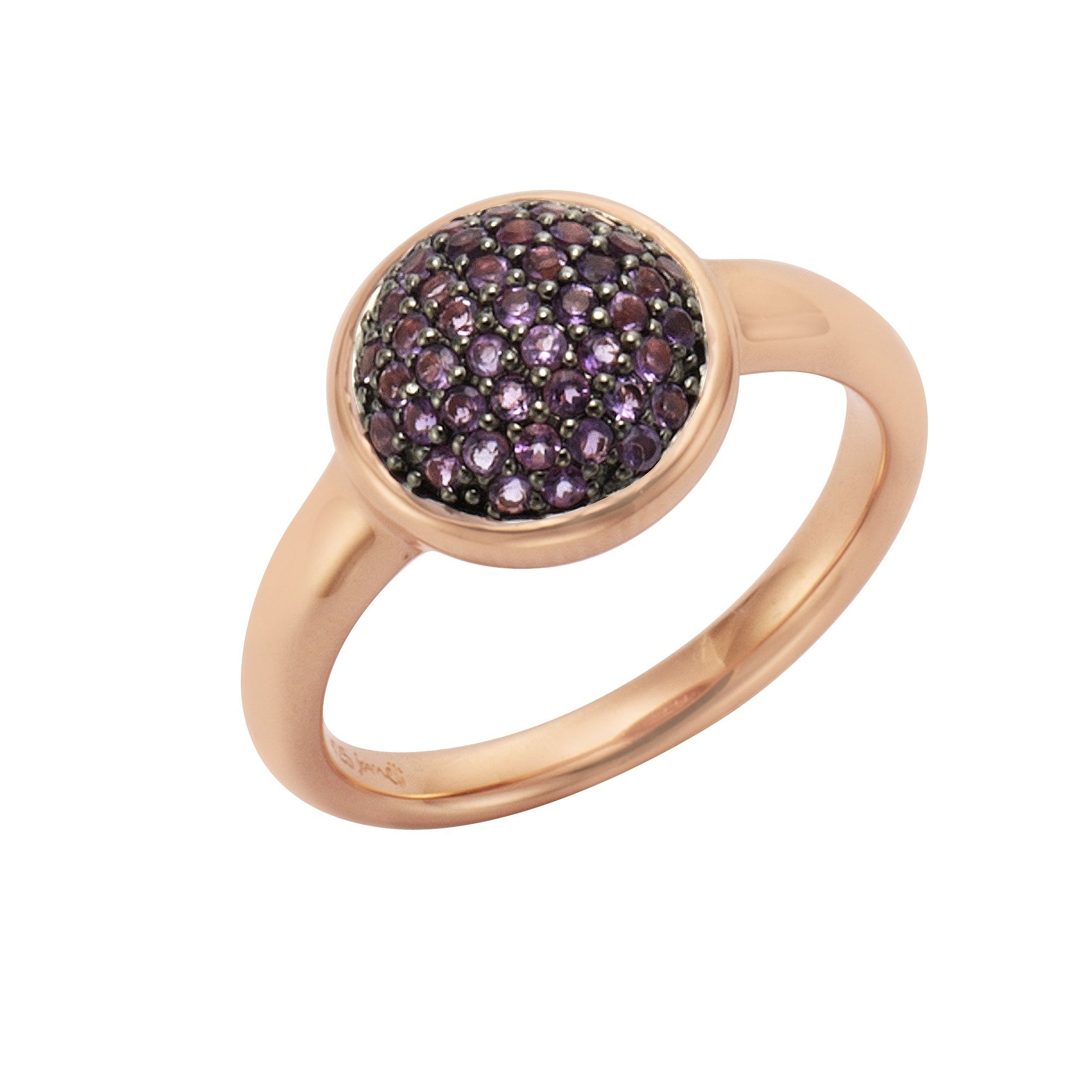 Jamelli Fingerring 925 Silber rosé vergoldet Amethyst