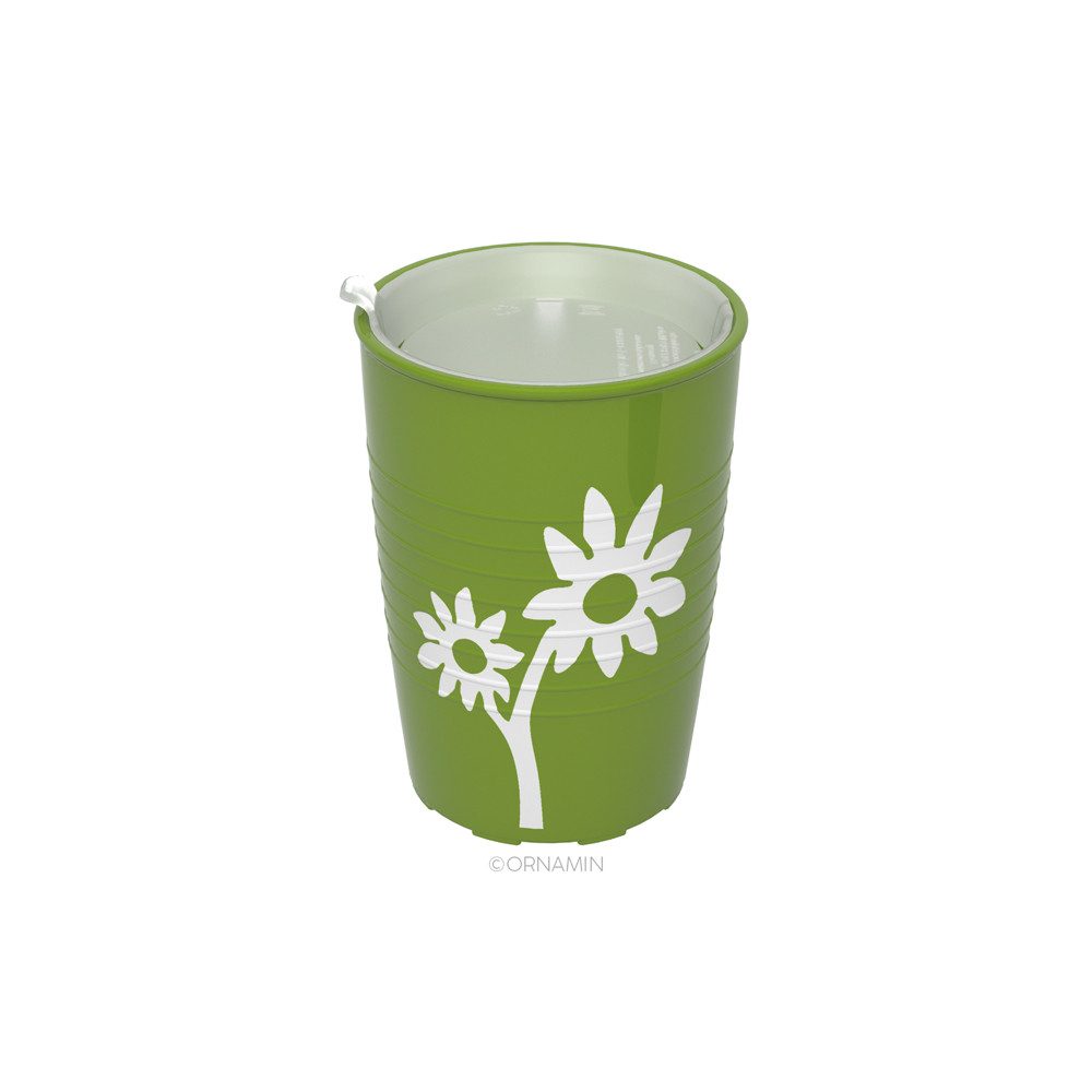 Ornamin Schnabelbecher mit Antirutsch-Trick Blume/Ringe mit Schnabelaufsatz/Trinkaufsatz, 1-tlg., SAN, Trinkhilfe l Alltagshilfe l Schnabeltasse l Made in Germany