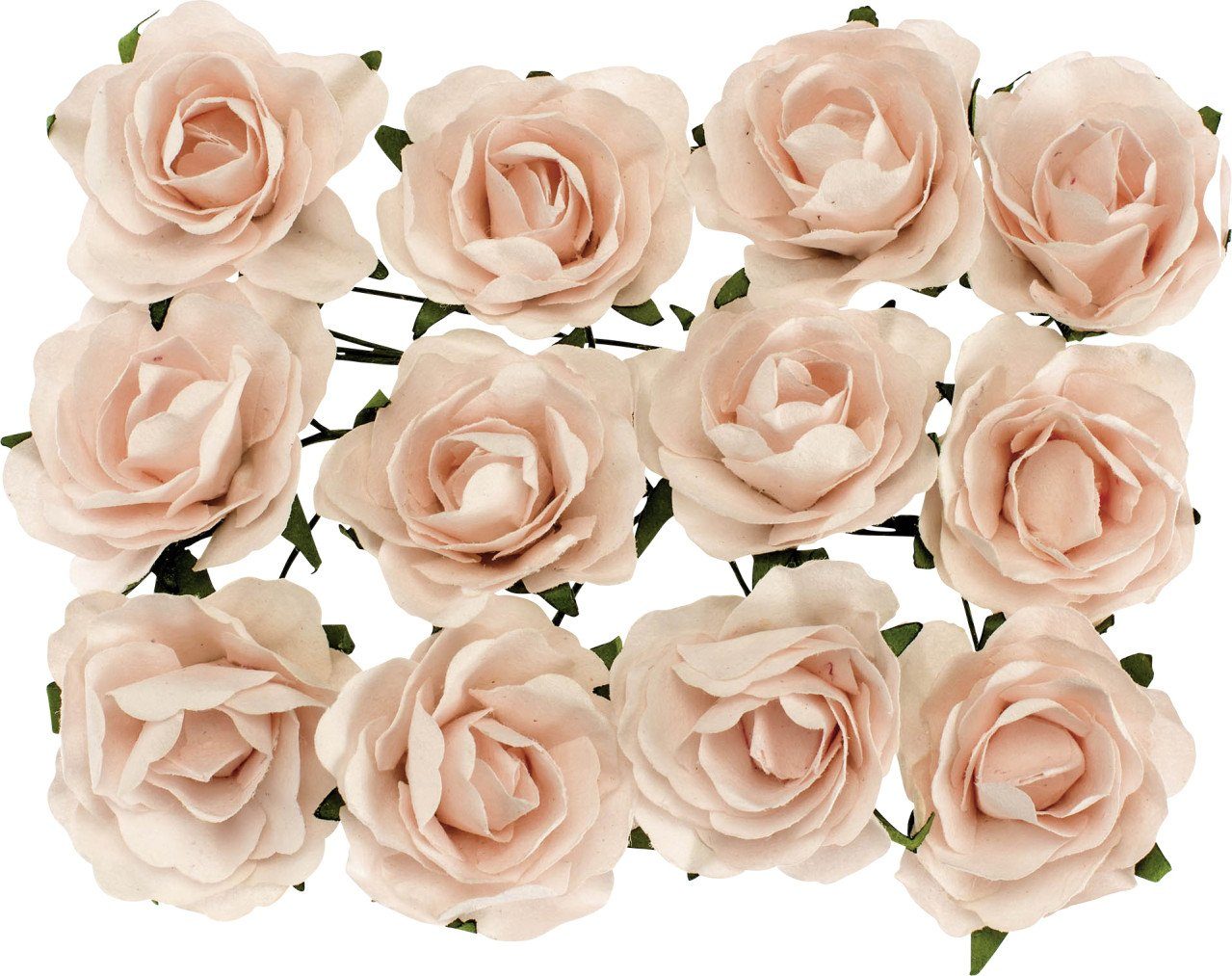 Glorex Bastelnaturmaterial Glorex Röschen rosa mit Draht 30 mm 12 Stück