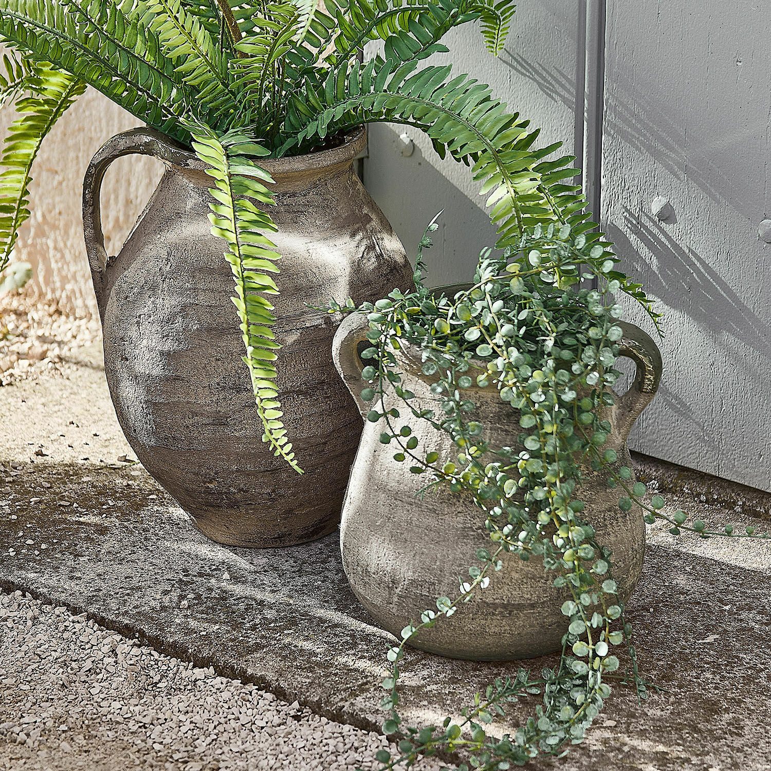 Mirabeau Übertopf Vase 2er Set Malivon antikgrün/grau