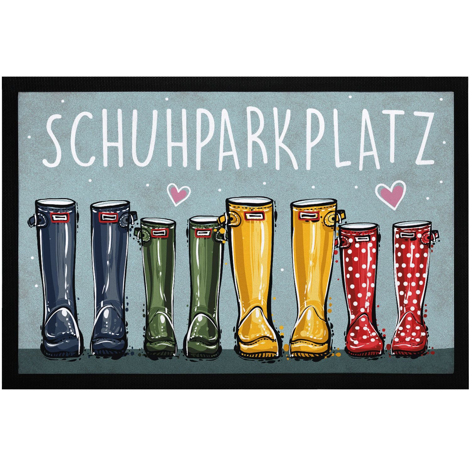 MoonWorks Fußmatte Fußmatte Schuhparkplatz Motiv lustig Gummistiefel Familie Willkommen, rechteckig