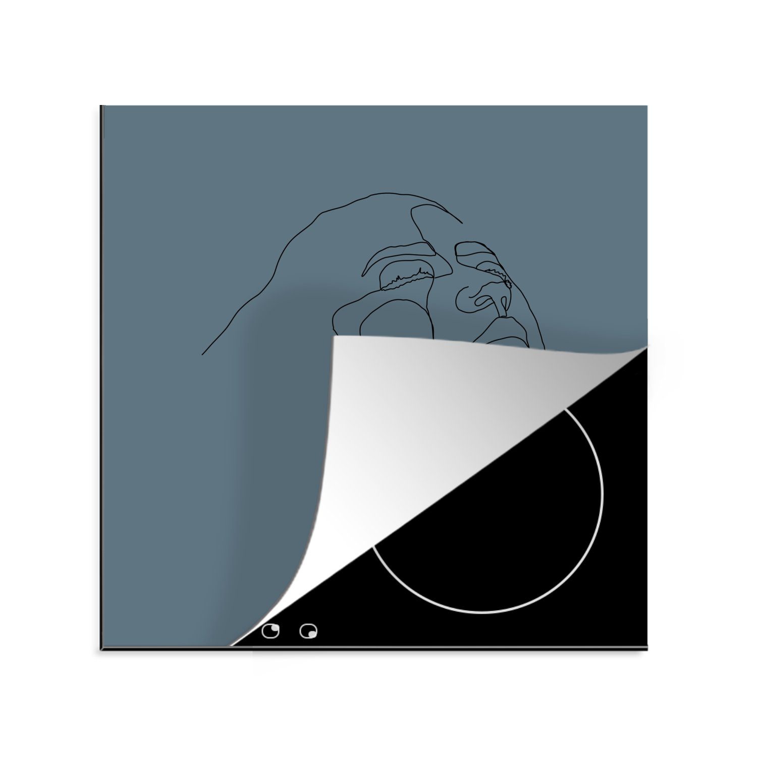 MuchoWow Herdblende-/Abdeckplatte Frauen - Strichzeichnungen - Gesicht, Vinyl, (1 tlg), 78x78 cm, Ceranfeldabdeckung, Arbeitsplatte für küche