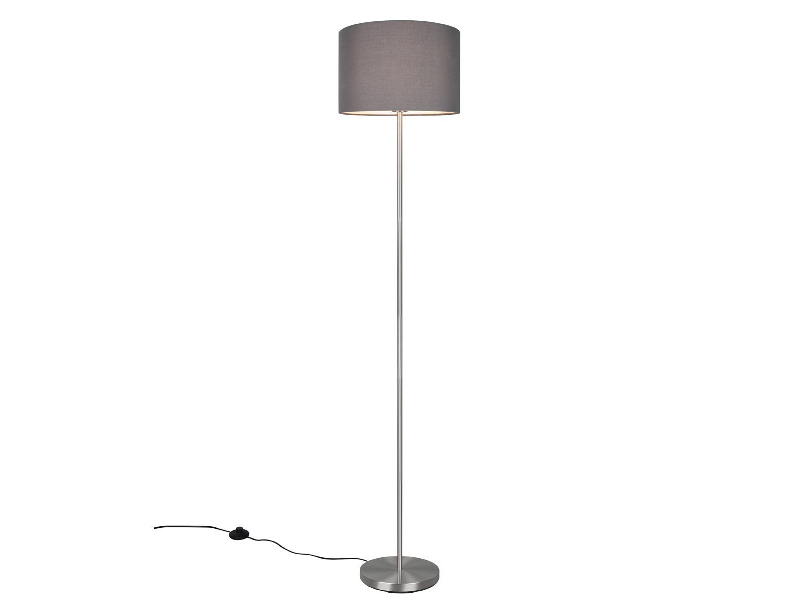 Lampenschirm Stehlampe, H: 160cm LED Grau Stoff wechselbar, Warmweiß, große dimmbar, meineWunschleuchte Design-klassiker Dimmfunktion, LED