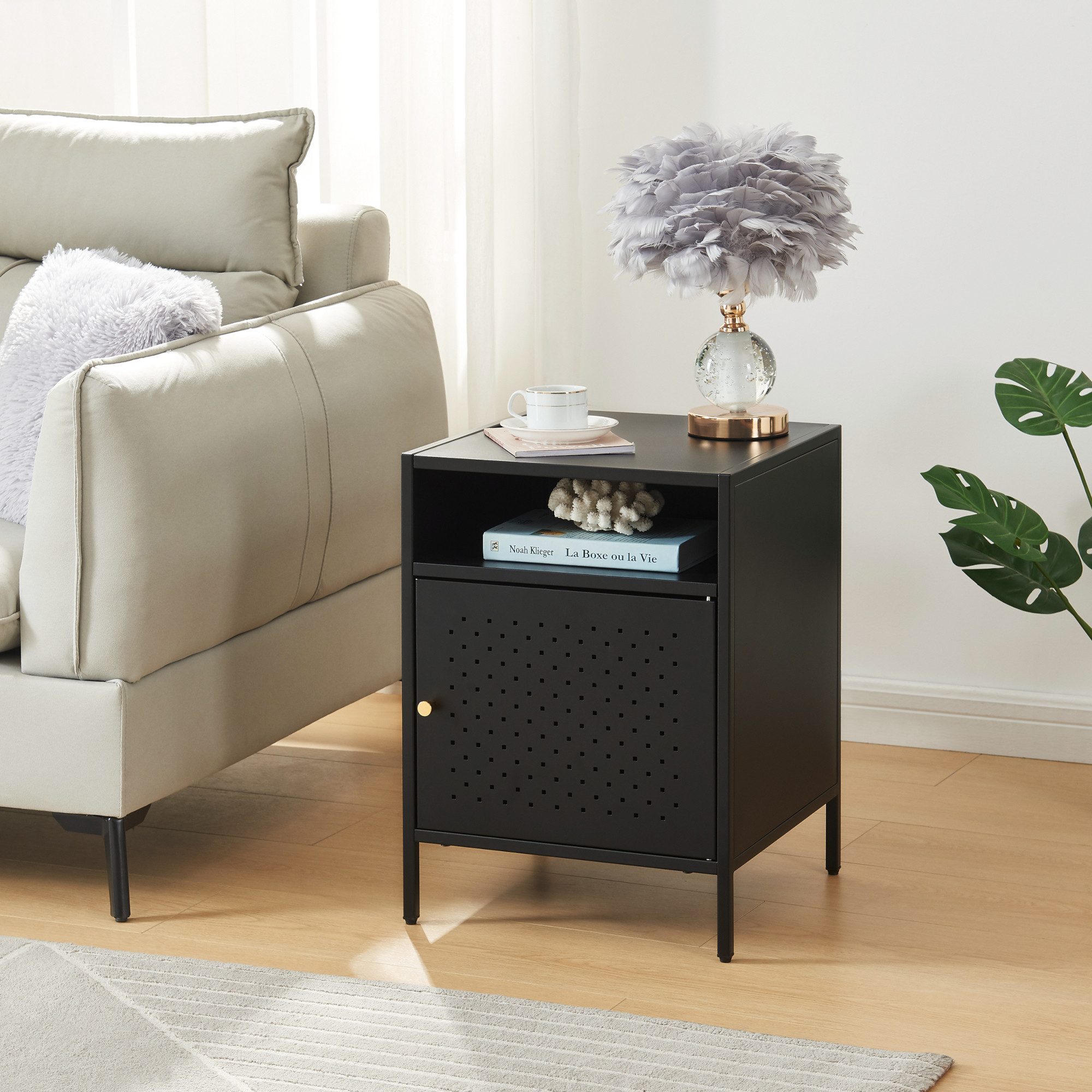 en.casa Nachtschrank Nachttisch »Janakkala« 55x40x40 cm günstig online kaufen