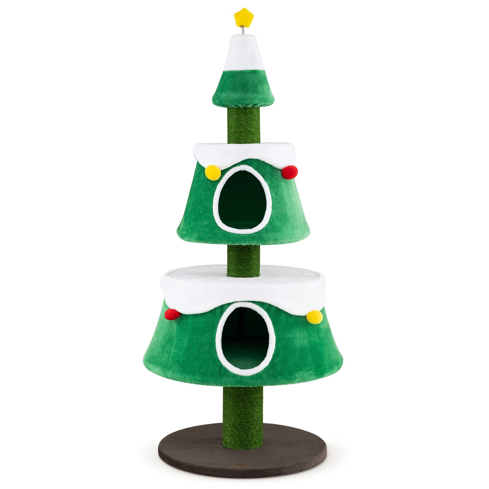 COSTWAY Kratzbaum Katzenbaum für Weihnachten, mit 2 Katzenhöhlen, 156cm hoch