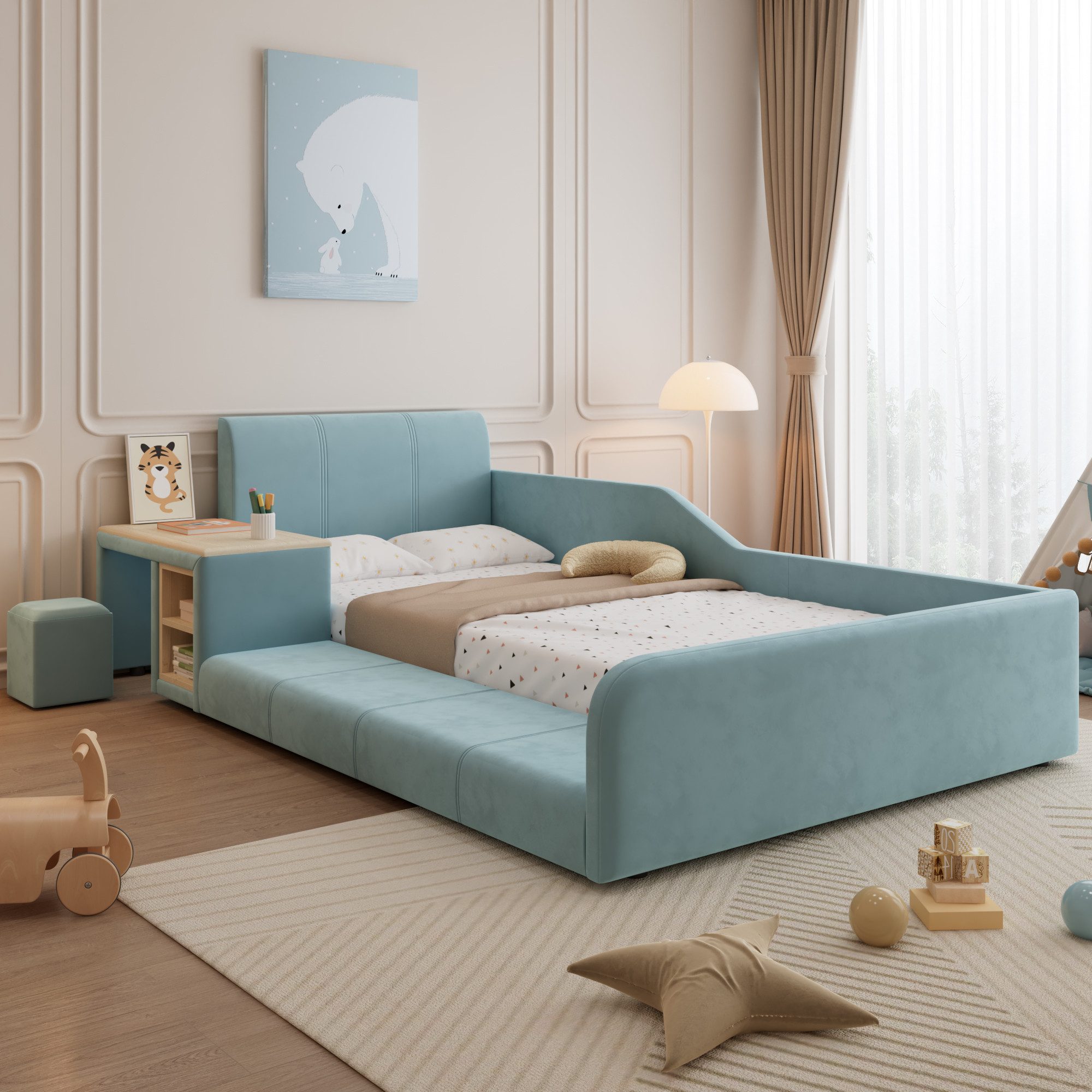 OKWISH Polsterbett Kinderbett Funktionsbett (mit Schreibtisch, günstig online kaufen