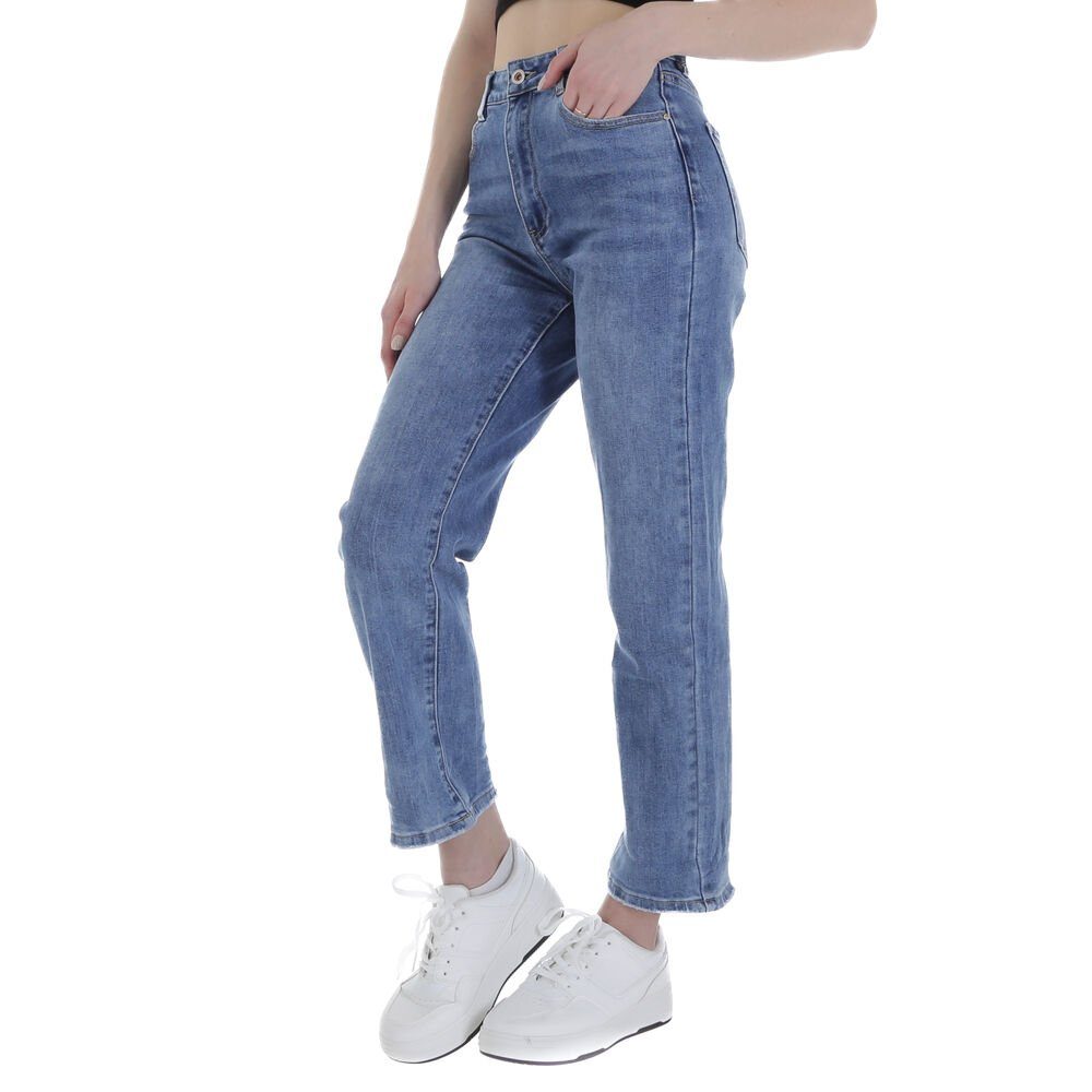 Ital-Design Fit in Relaxed Damen Relax-fit-Jeans Used-Look Freizeit Stretch Blau Jeans