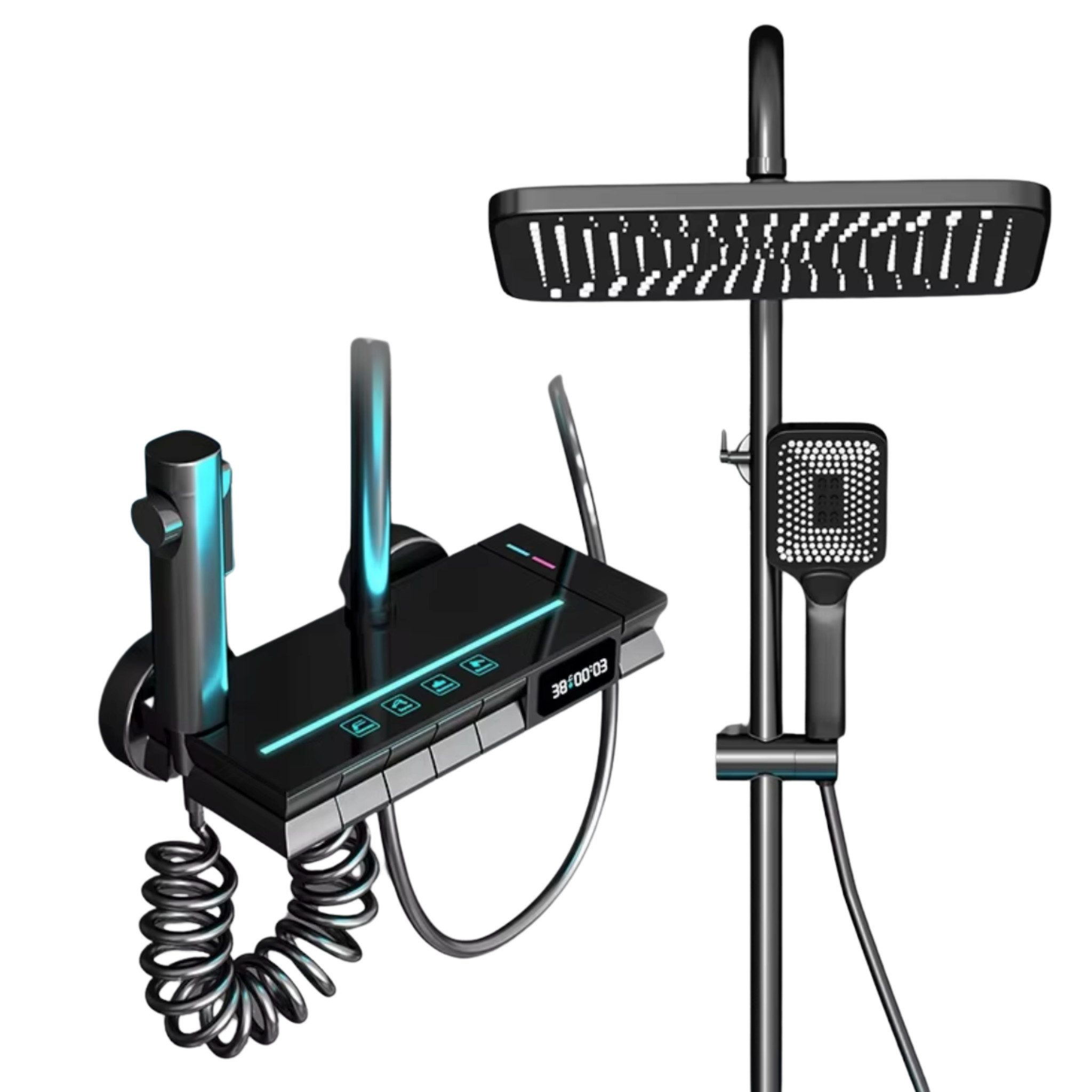 LuxaSteel Duscharmatur Duschsystem Regendusche mit Thermostat LED-Beleuchtu günstig online kaufen