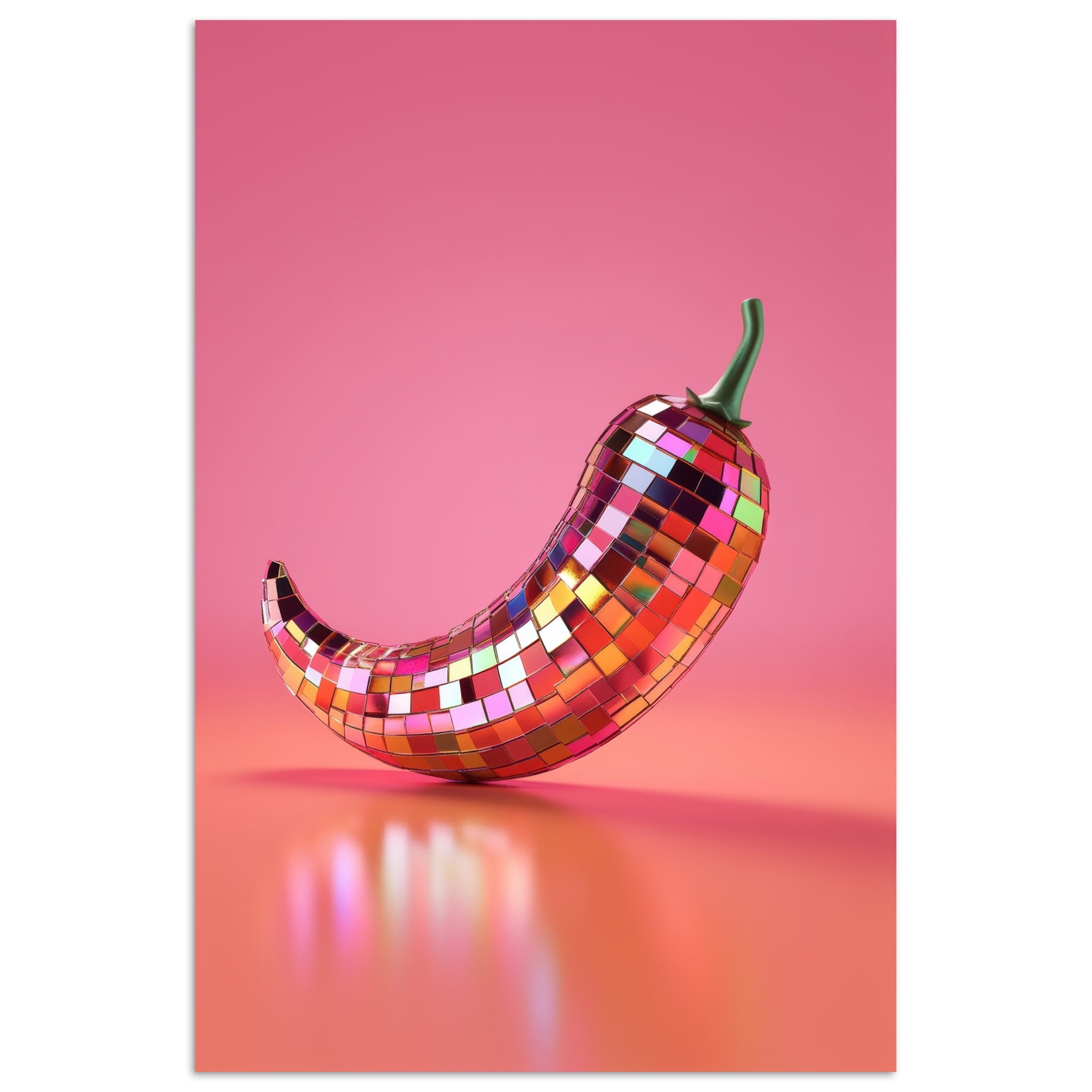 MuchoWow Poster Paprika - Disco - Rot - Glitzer, (1 St), Poster ohne Rahmen, Wandbild, Wandposter, 20x30 cm