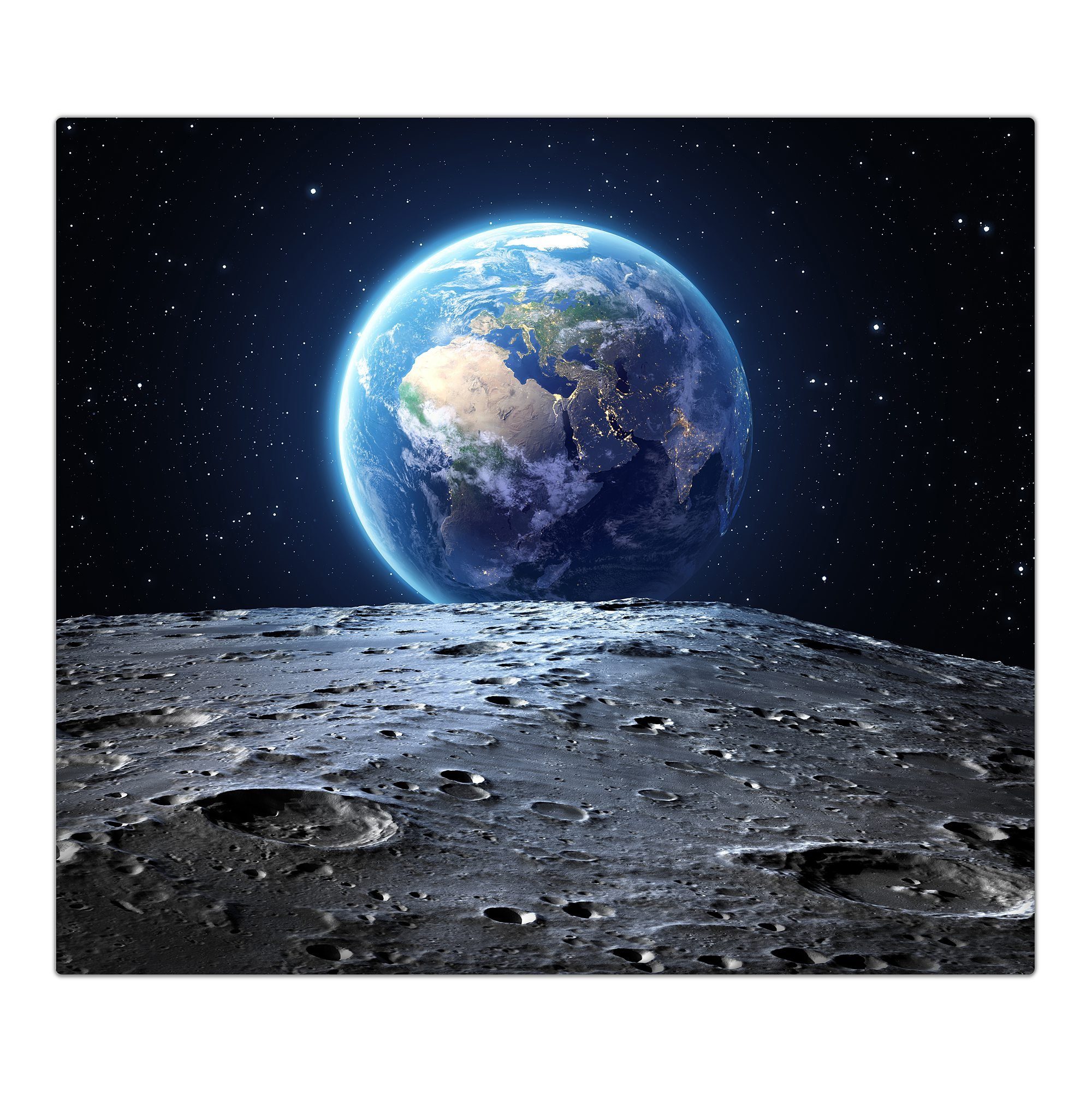 Primedeco Mond Herd-Abdeckplatte Glas Herdabdeckplatte (1 Glas, vom aus, Spritzschutz tlg) Erde aus