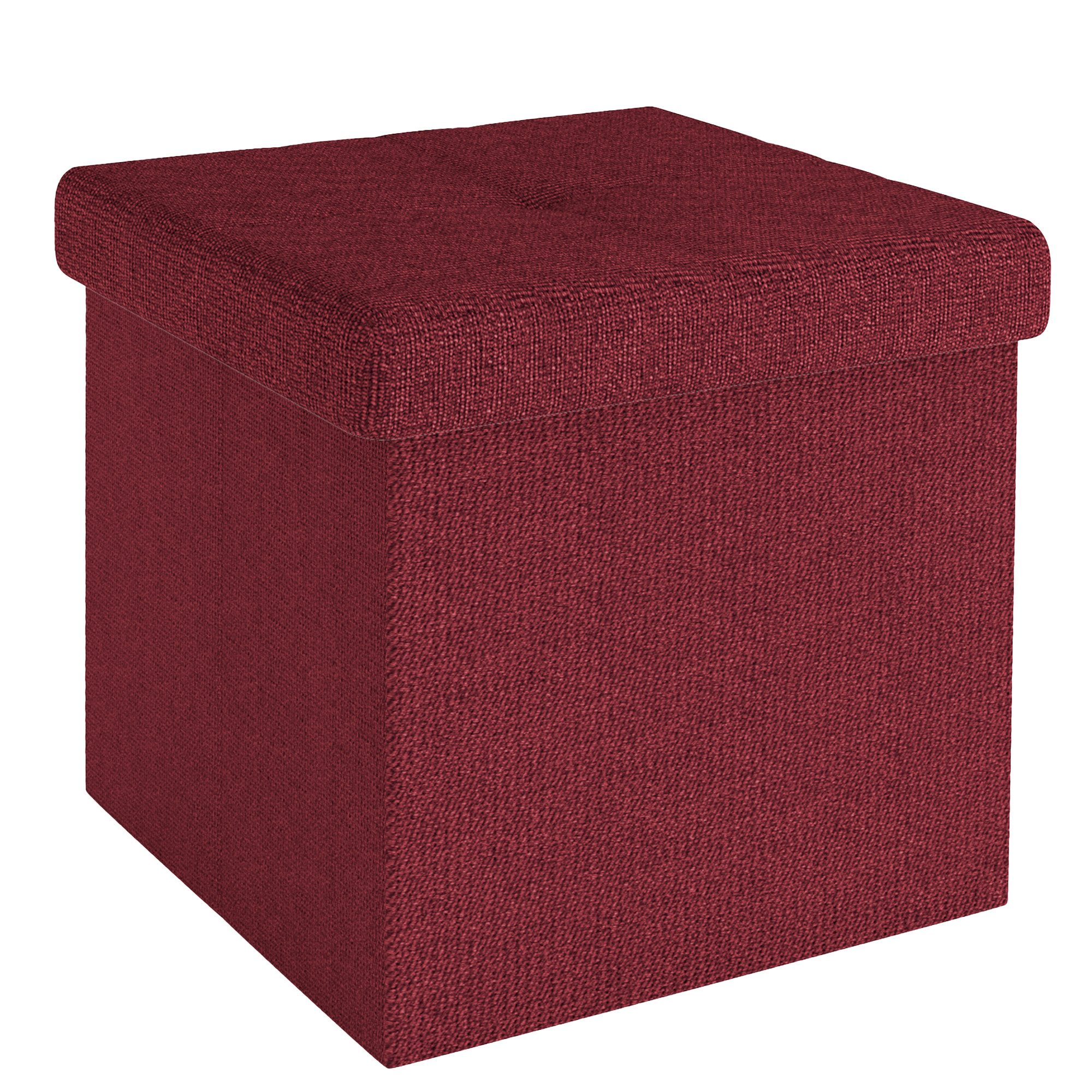Intirilife Sitzhocker (Sitzwürfel mit Stauraum 38x38x38 cm in GRANAT ROT - günstig online kaufen