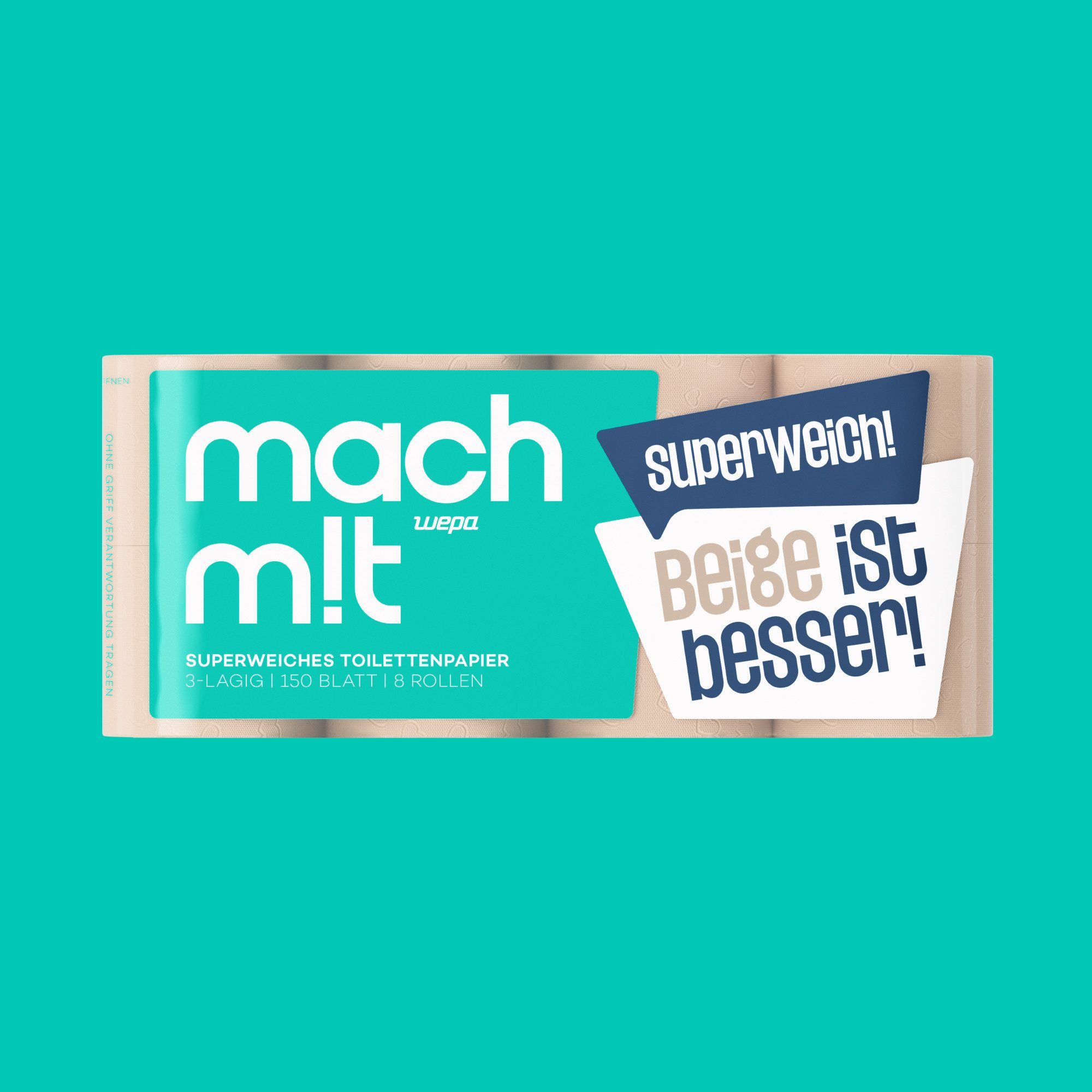 mach m!t Toilettenpapier 3-lagig - extra weich & frei von Bleichmitteln (8-St)