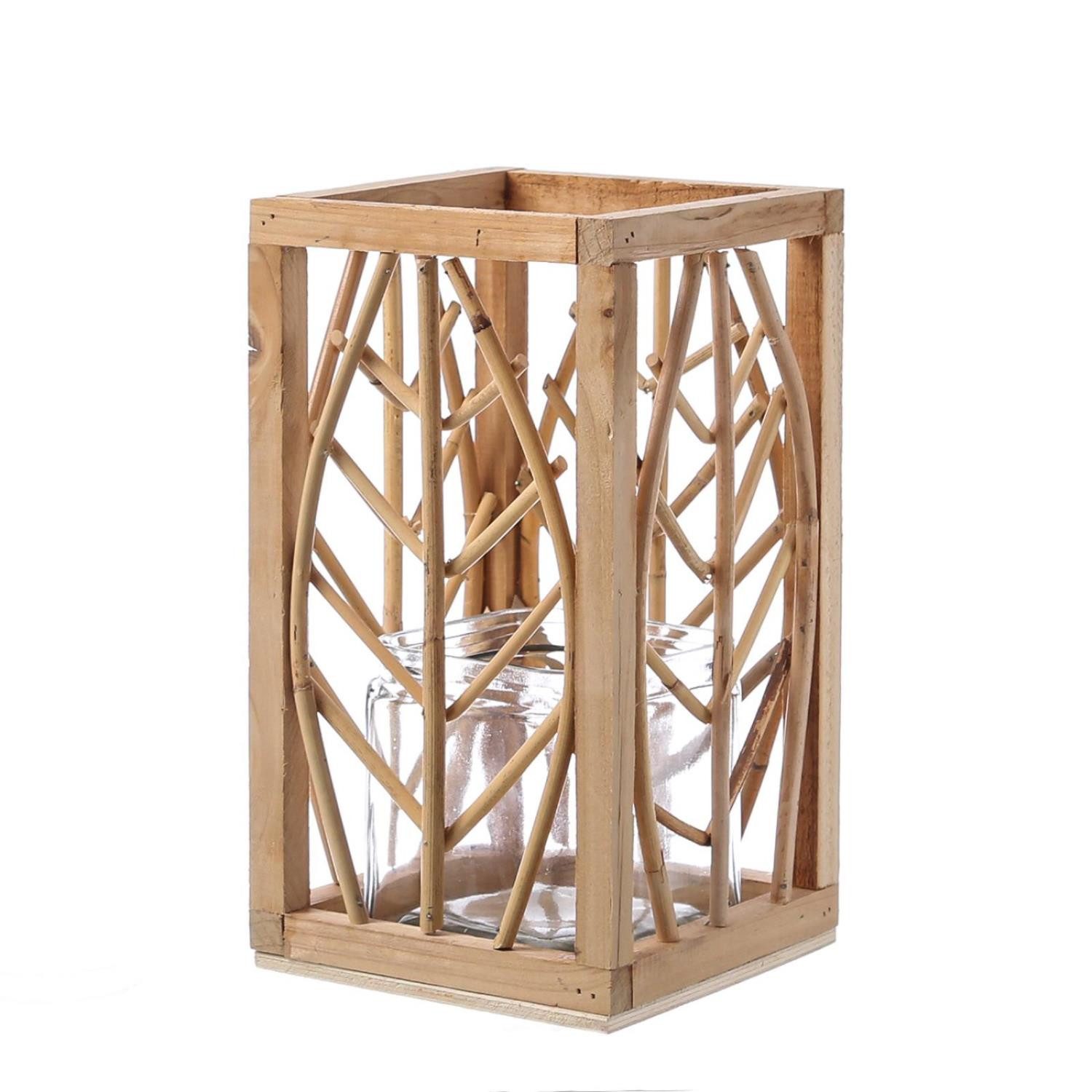 MARELIDA Laterne Laterne aus Rattan Windlicht mit Glaseinsatz Kerzenhalter H: 30cm (1-St)