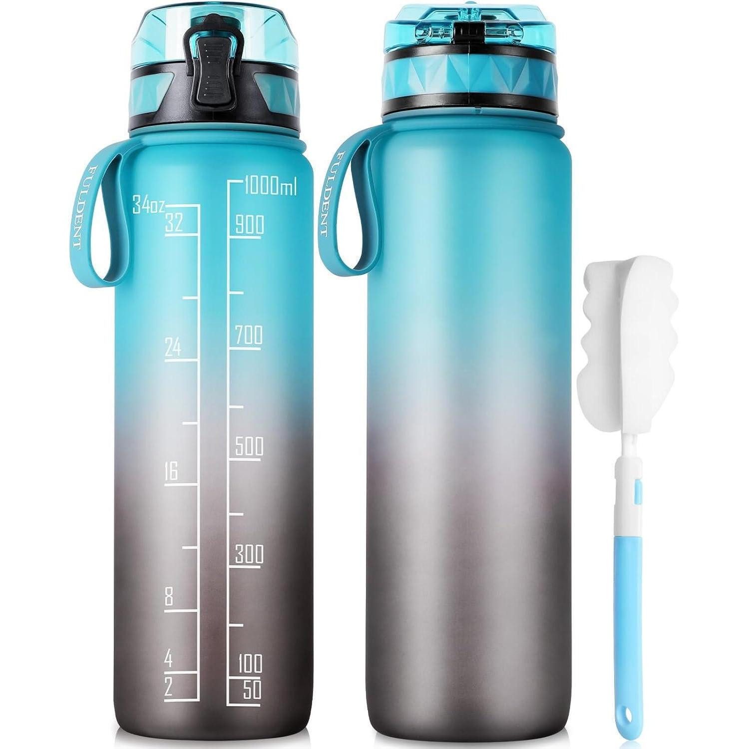 Trinkflasche Trinkflasche 1L Sport Wasserflasche BPA Frei rutschfest Gummi ideal