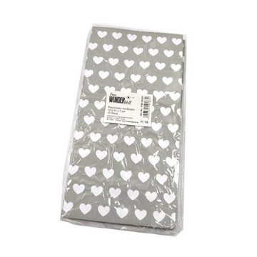 Frau WUNDERVoll Papierdekoration Papiertüten mit Boden, grau, weiße Herzen, 100g