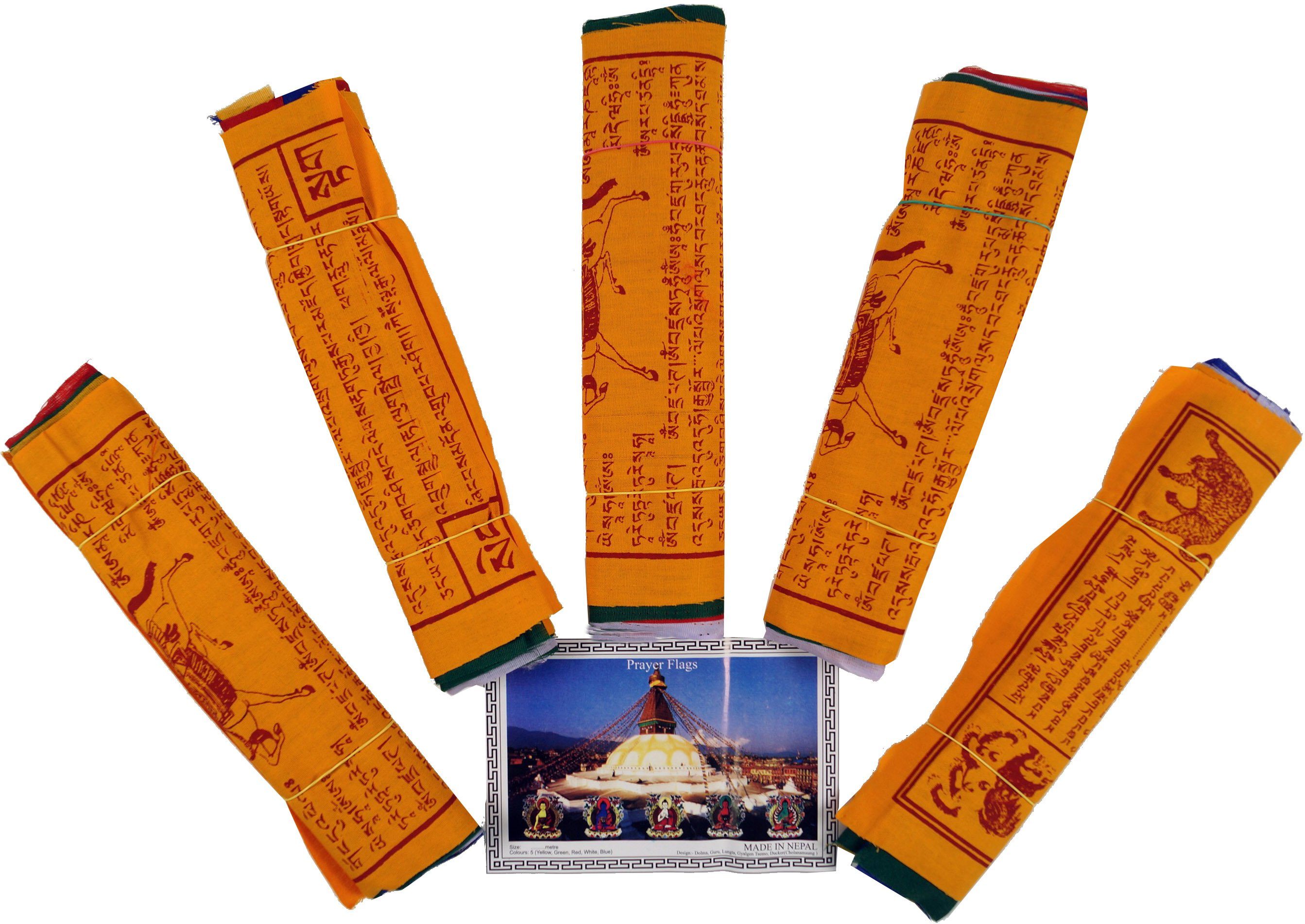 Guru-Shop Wimpelkette Gebetsfahnen (Tibet) 5 Stück Sparpack.. 2,30 m lang (wimpel 20*25 cm)