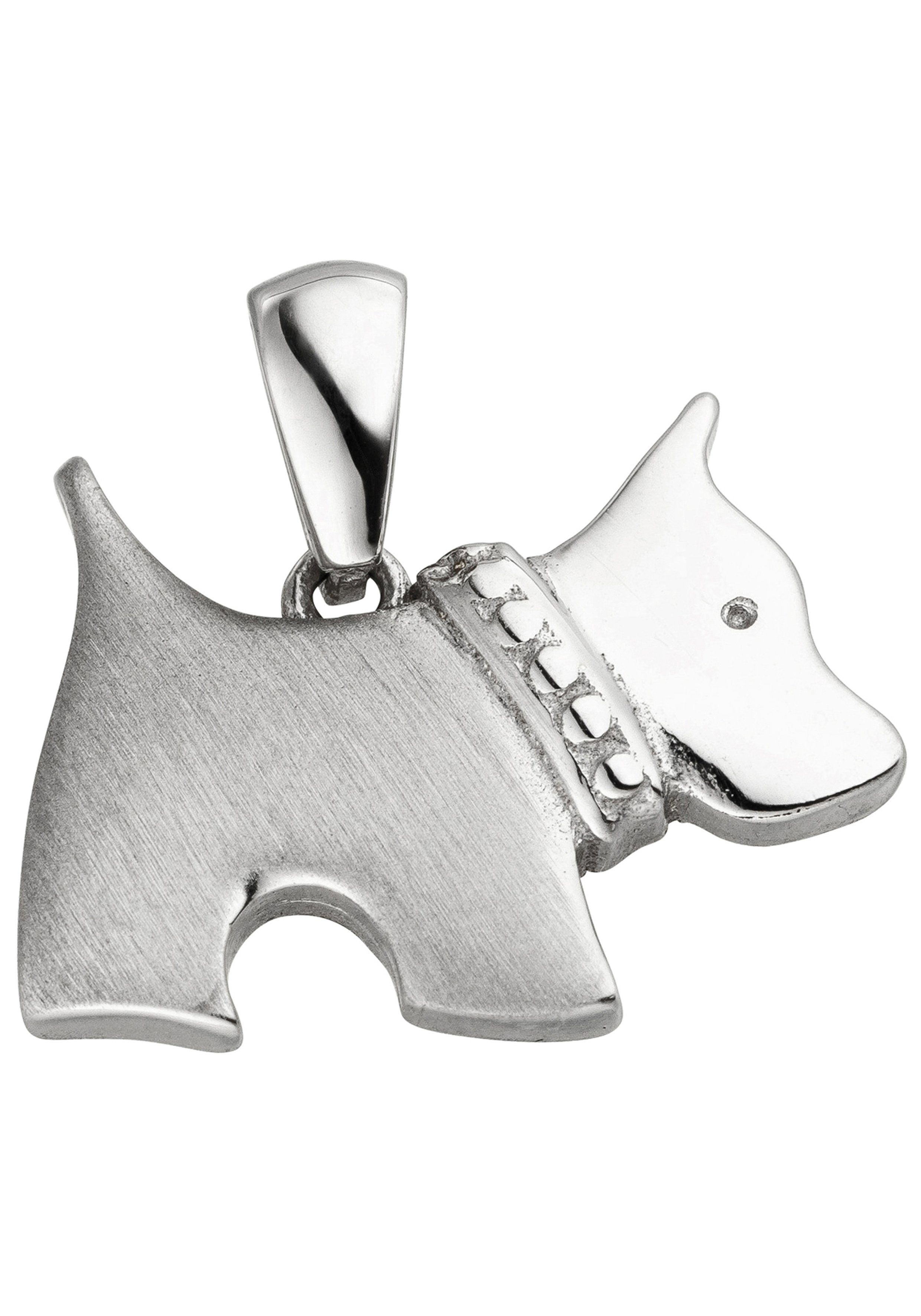 JOBO Kettenanhänger Anhänger Hund, 925 Silber, Höhe ca. 13 mm, Breite ca.  16,8 mm, Tiefe ca. 2,9 mm