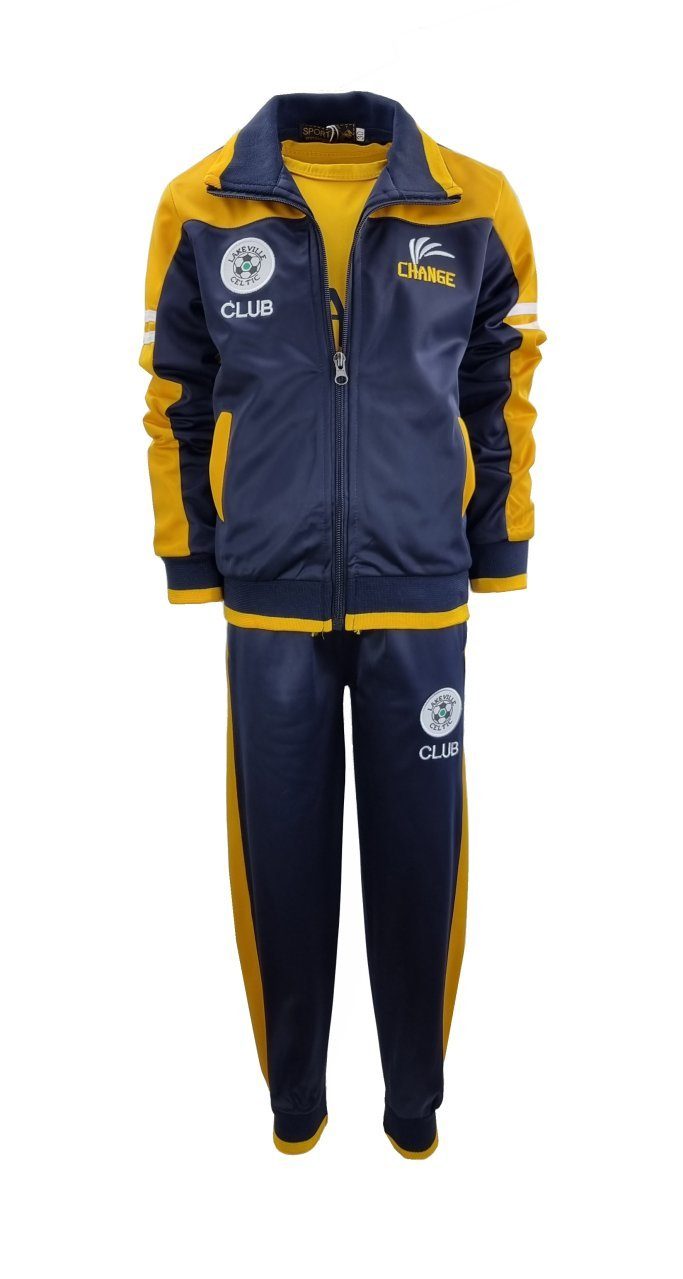 Hessis Jogginganzug Jogginganzug Freizeitanzug für Jungen/Mädchen 3 Teilig jf70 (Set, mit Jacke, mit T-shirt, mit Jogginghose) Gelb