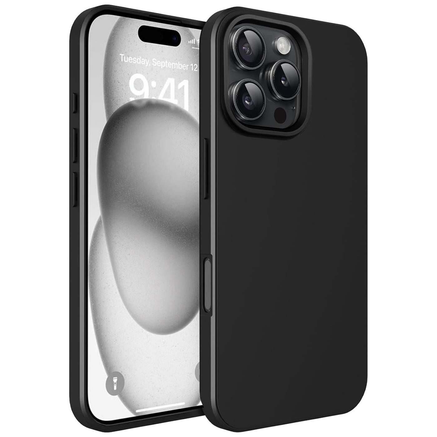 CoolGadget Handyhülle Handy Schutzhülle für Apple iPhone 16 Pro Max matt schwarz 6,9 Zoll, Silikon TPU Hülle Schutz Tasche Cover schlicht Slim Case