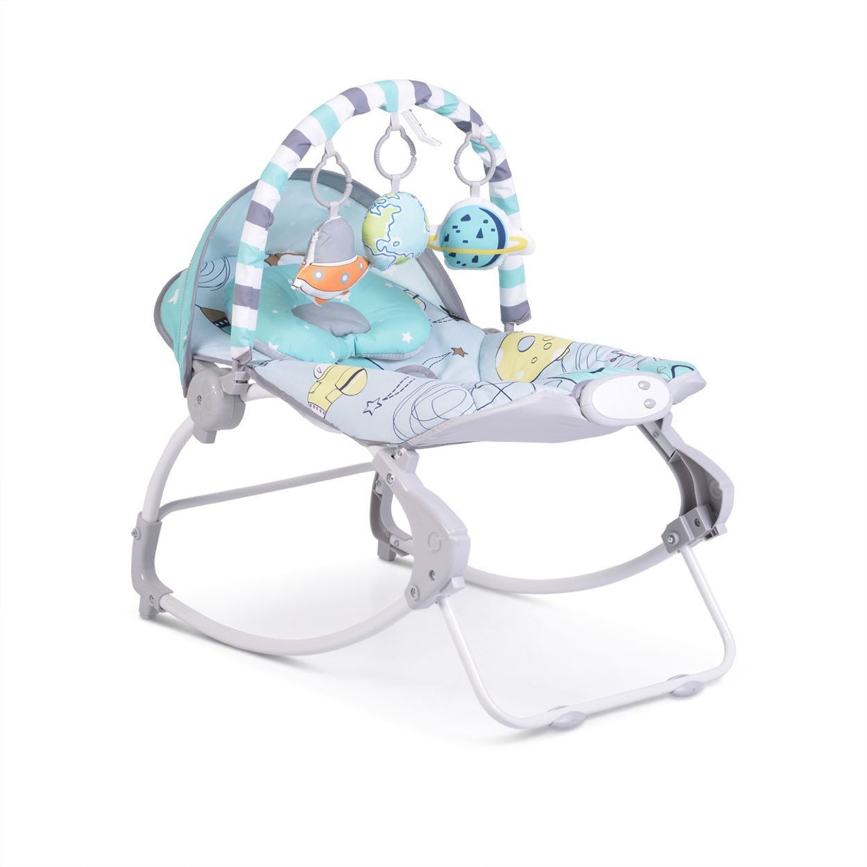 Moni Babywippe Babywippe Space Tour, mit Spielbogen, Musik, Vibration, Liegepositionen