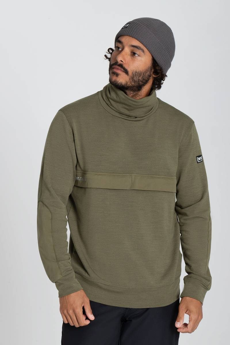 SUPER.NATURAL Sweatshirt Merino Pullover M ALPINE TURTLENECK angenehmer Merino-Materialmix