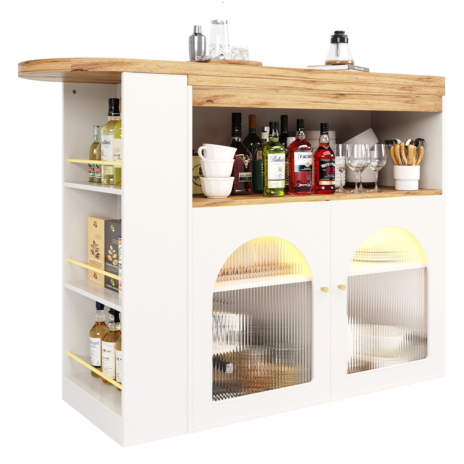 OUTMAX Bartisch 138-193X39X105CM ausziehbarer, Mit Stauraum, günstig online kaufen