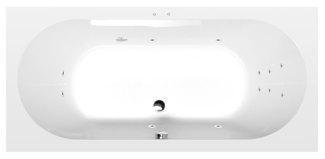 Polysan s.r.o. Badewanne LEVANA Whirlpool-Badewanne, 170x80x39cm, Attraction Hydro, Chrom, Polysan-71745-3010