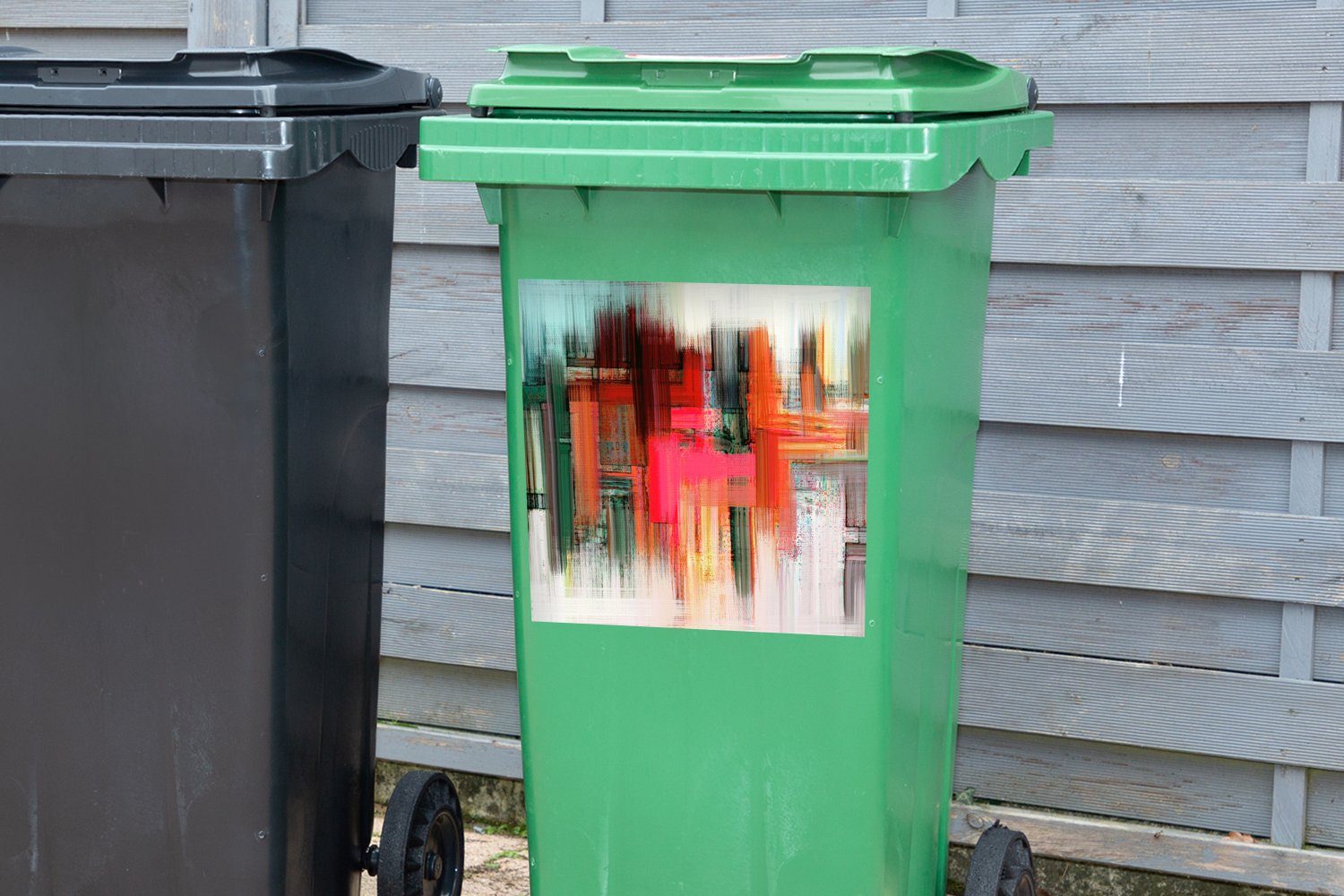 Ölgemälde MuchoWow Wandsticker Mülleimer-aufkleber, Container, Sticker, Abfalbehälter (1 - Abstrakt Mülltonne, St),