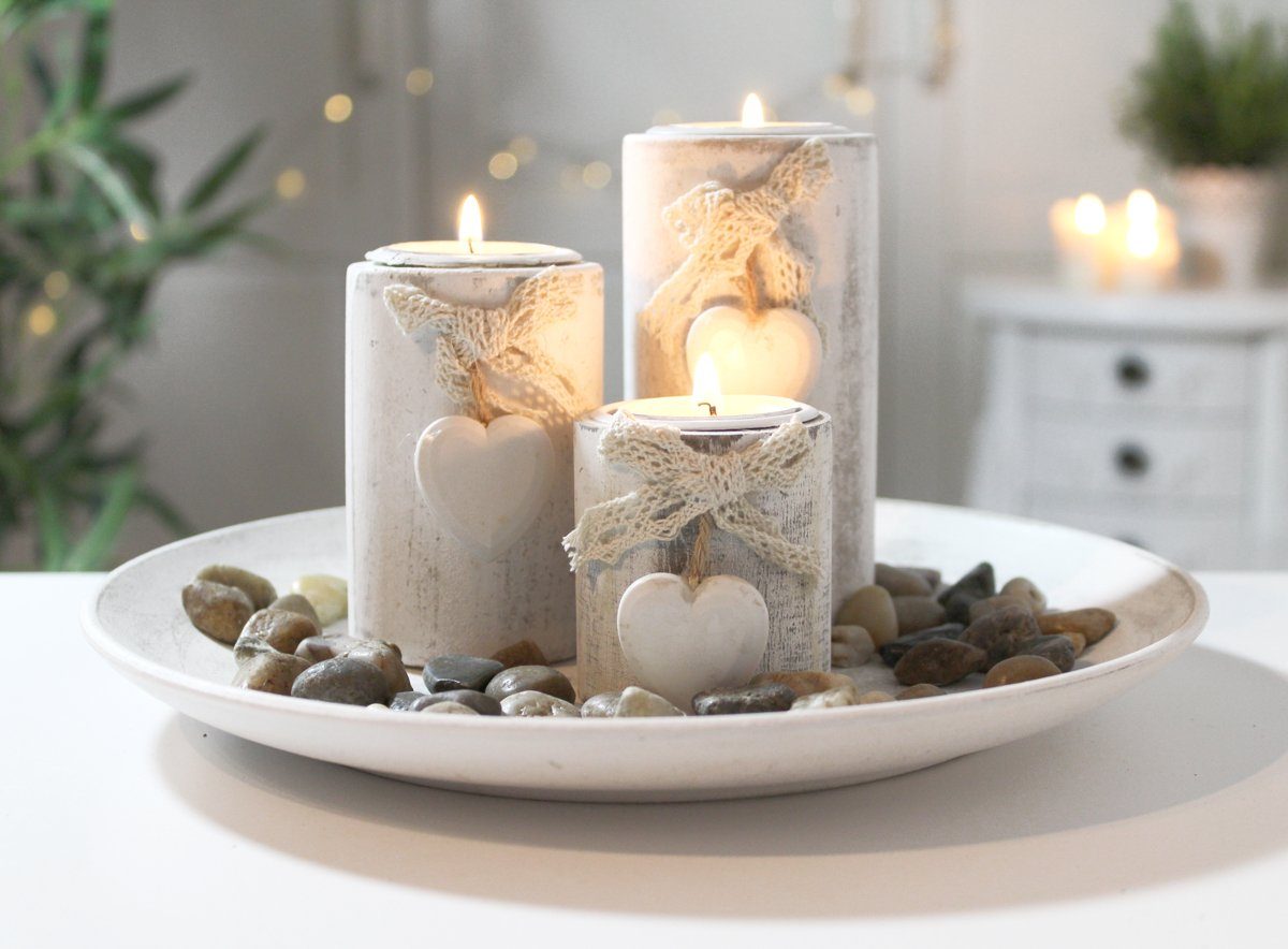 Advent Adventstablett Geschenkset SET rund Kerzentablett Herz Kerzenset RUND Dekoration Tischdeko H&F Teelichthalter Windlicht Teelichttablett Kerzentablett Dekotaller), Lilienburg Adventsdeko Teelichthalter braun Wohnzimmer WU, Holz Deko LB Landhaus Advent (Dekotablett Kerzenständer Kerzenteller Kerzenhalter Weihnachten