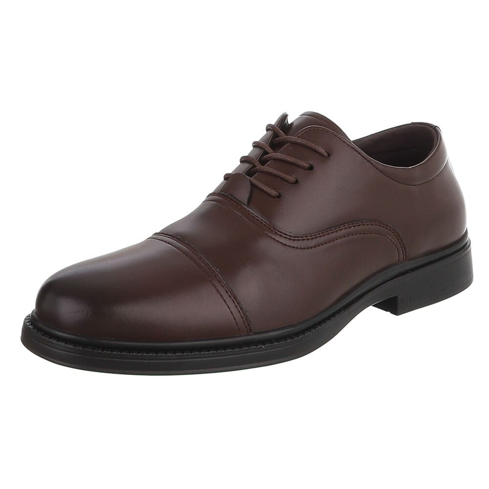 Coolwalk Herrenschnürschuh Elegant mit 4-Loch-Schnürung Schnürschuh (92009962) Blockabsatz Business-Schuhe in Braun