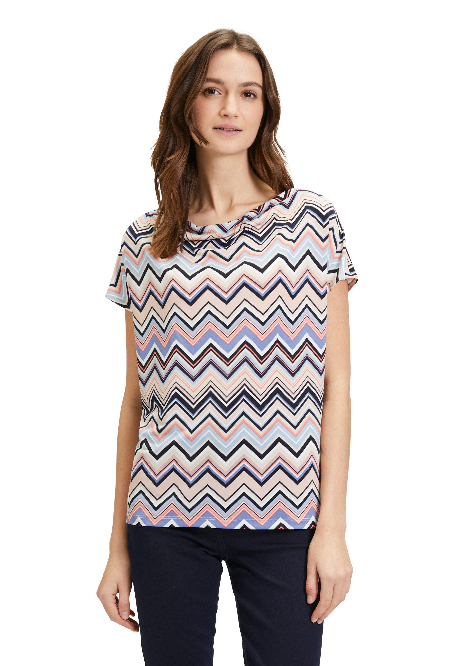Kurzarmshirt Betty Barclay Damen Printshirt mit Wasserfallausschnitt