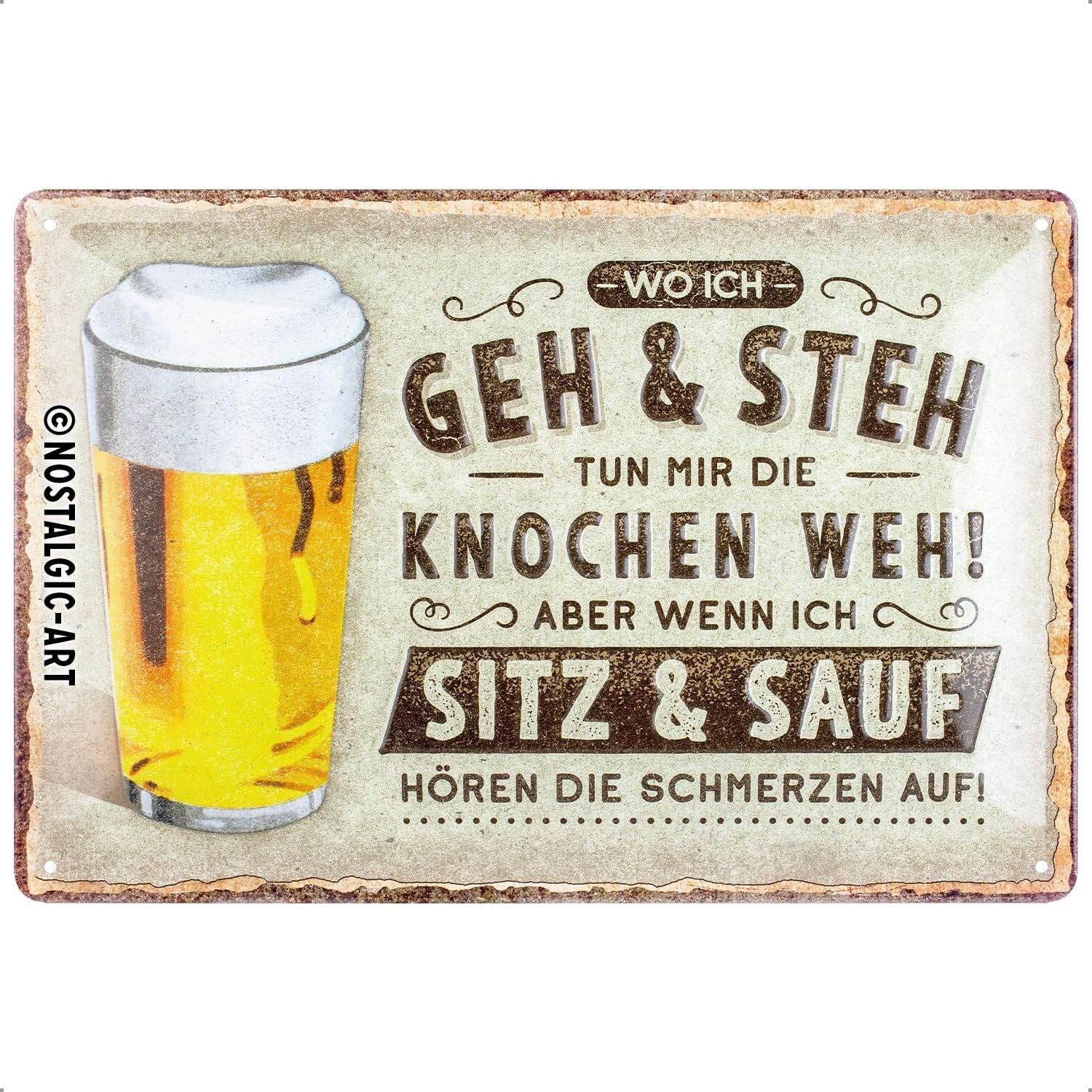 Nostalgic-Art Metallschild Nostalgic-Art - Blechschild 20 x 30cm - Wo ich geh und steh - Bier