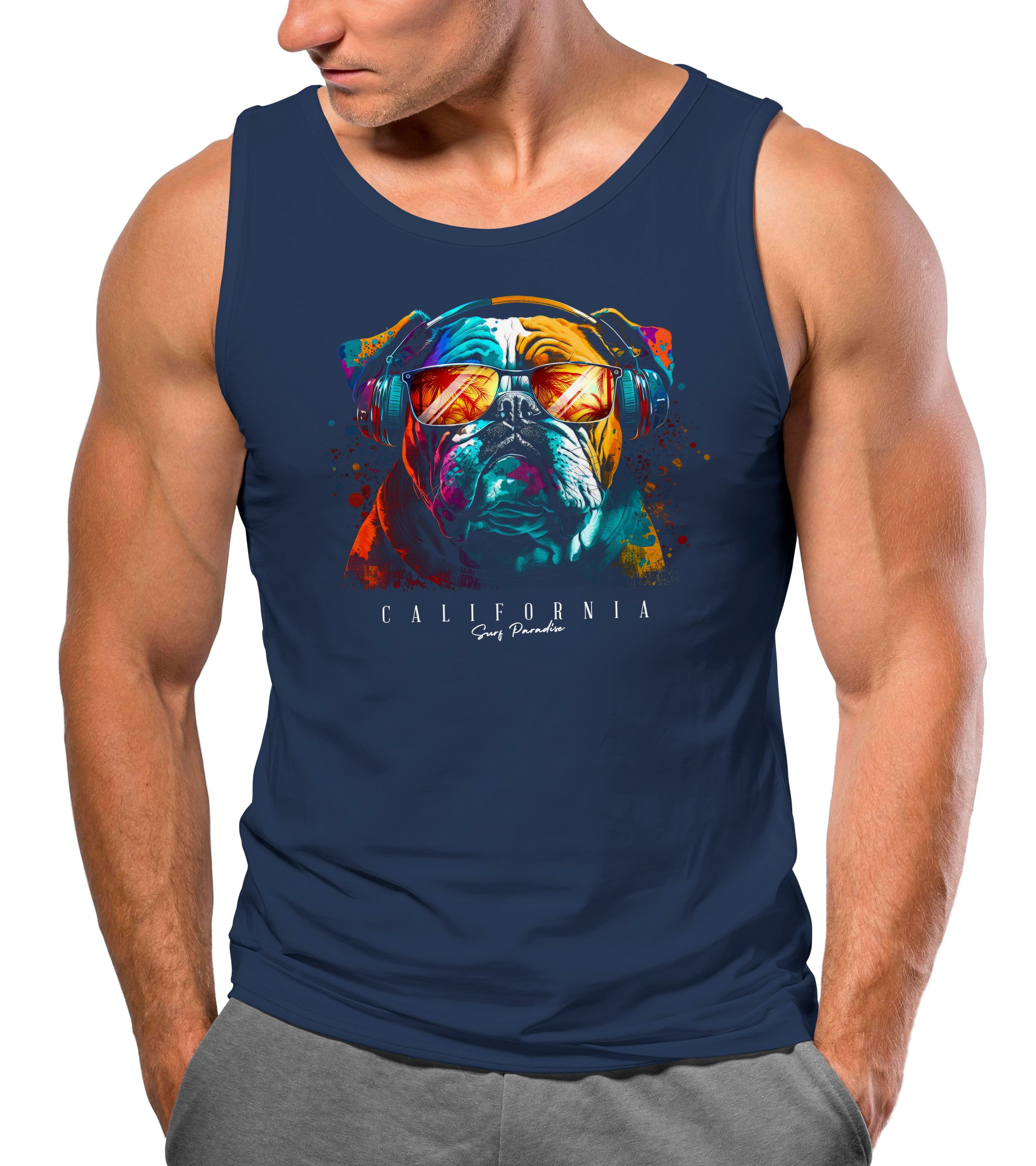 Neverless Tanktop Herren Tank-Top Print California günstig online kaufen