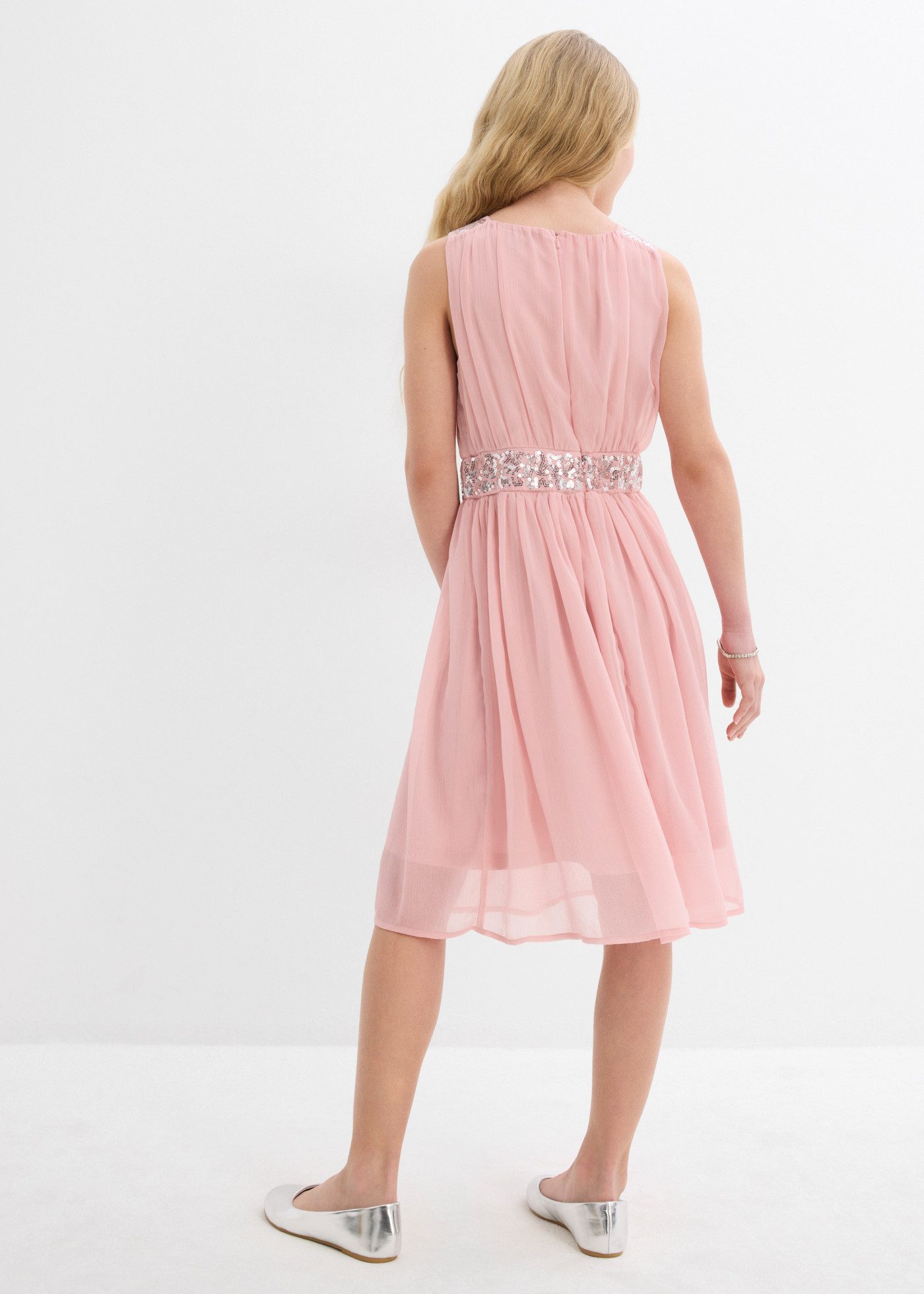 bonprix Chiffonkleid aus Chiffon, mit elastischem Bündchen, gefüttert
