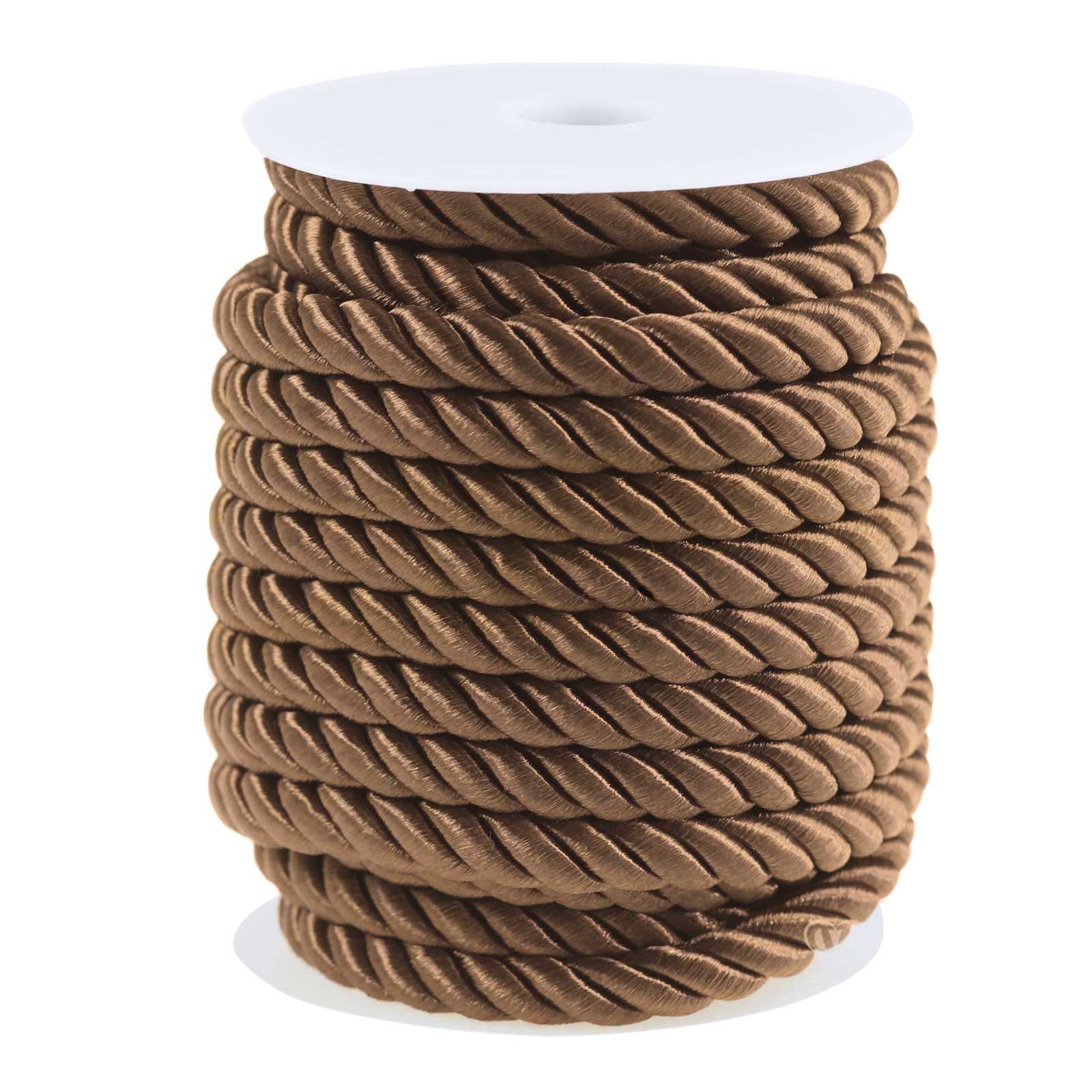 maDDma Seil 10m Kordelschnur glänzend gedreht ca. 8-10 mm, braun