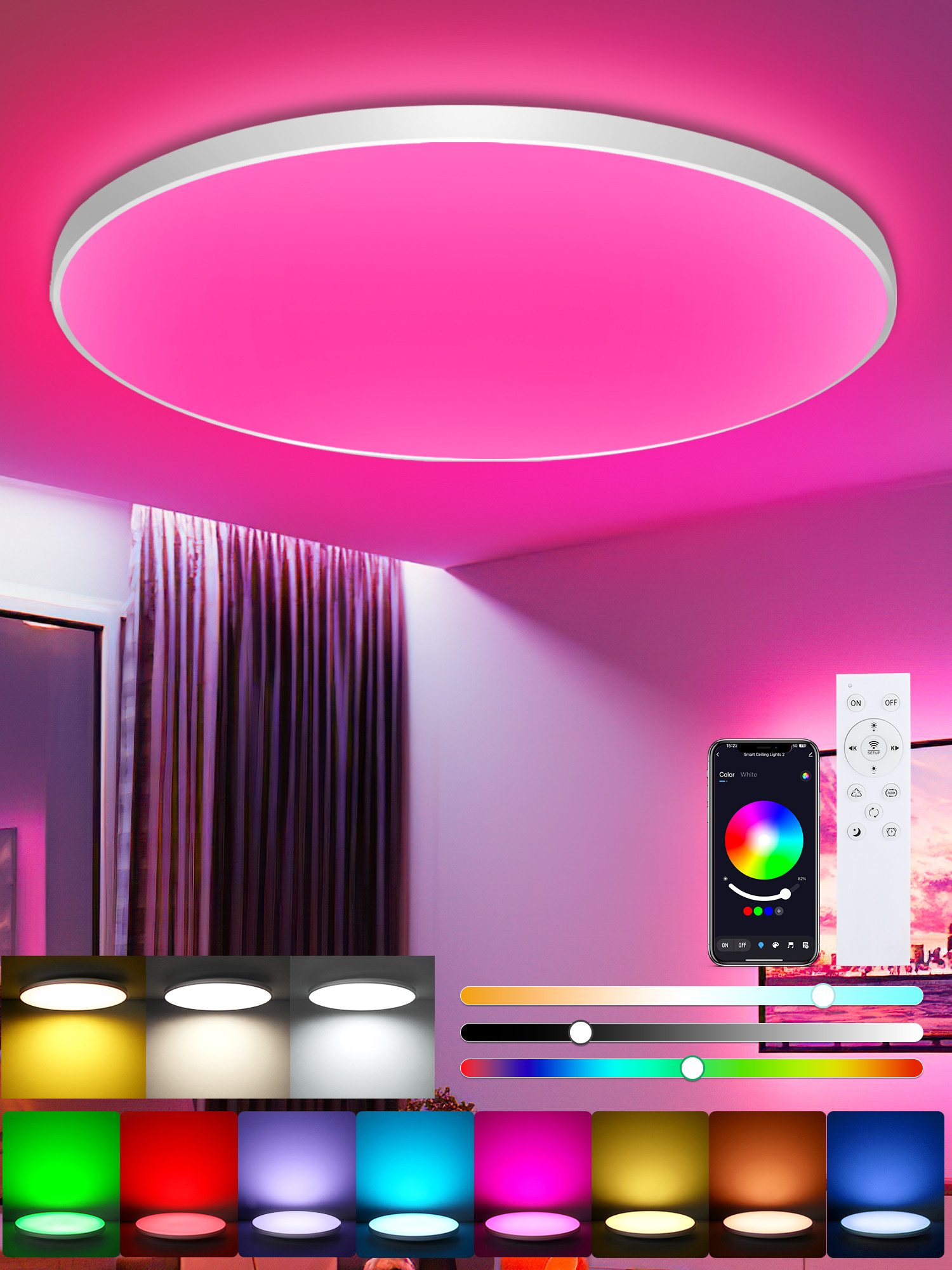 Oraymin LED Deckenleuchte Smarte RGB+CCT Deckenlampe günstig online kaufen