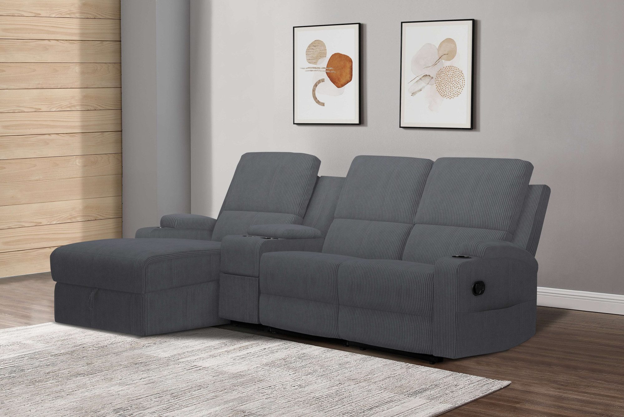 Home affaire Ecksofa NAPORI Multimediasofa, 3er Kinosessel XXL, L-Form, Cord, Kinosofa mit Relaxfunktion, Getränkehalter, Staufach und Staukasten