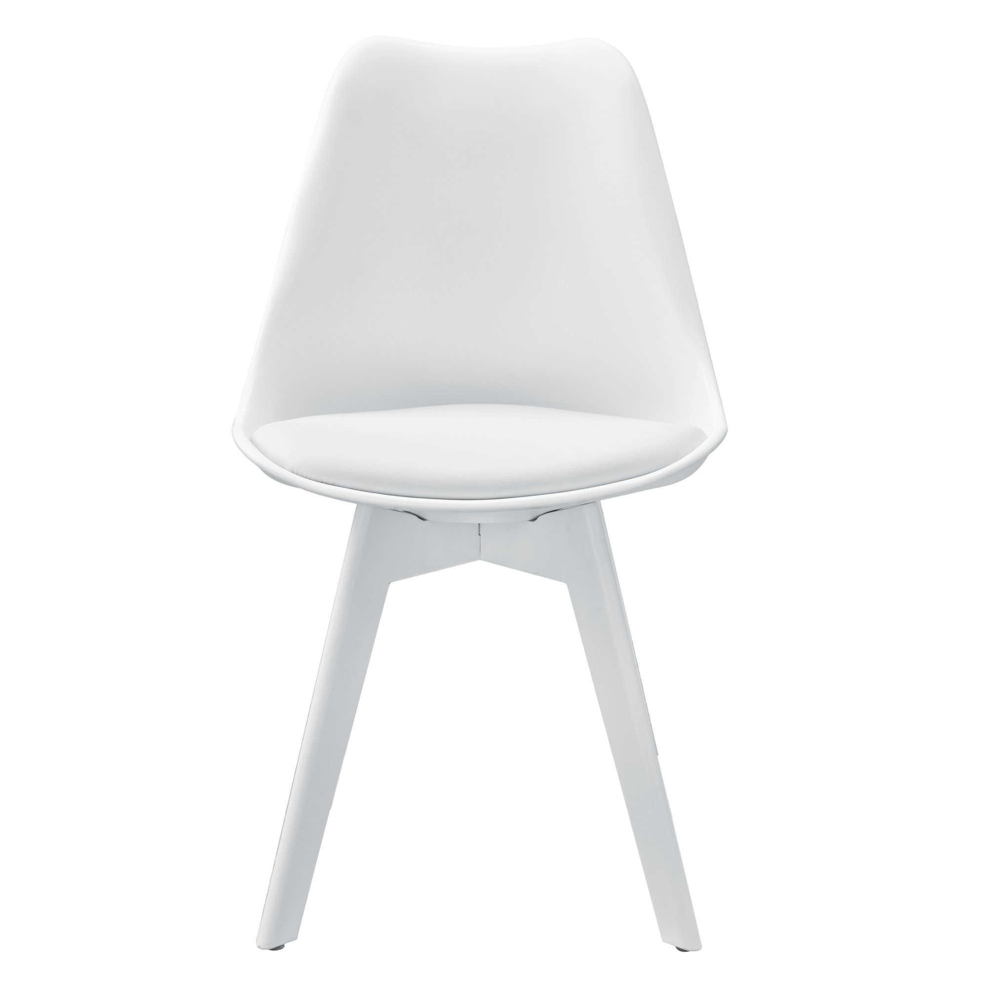 2x Design Stühle Esszimmer Weiß Stuhl Holz Plastik Kunst-Leder 