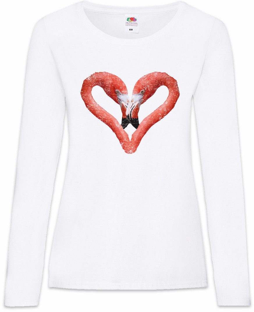 Langarmshirt Flamingo Heart I Damen Langarmshirt Herz Love Liebe Unicorn Vogel