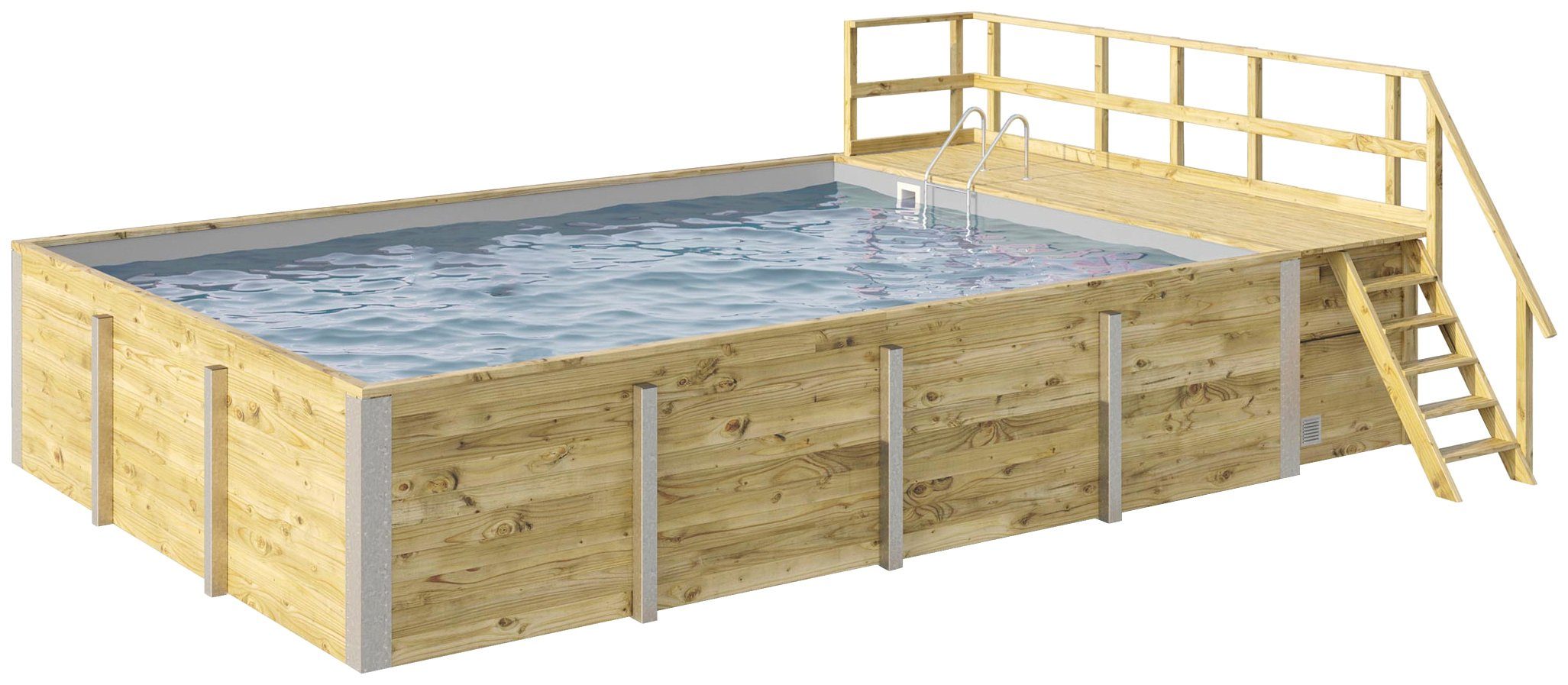 weka Rechteckpool 595 Gr. 2 mit Sonnendeck und Technikraum (Set, 10-tlg), BxLxH: 416x644x116 cm