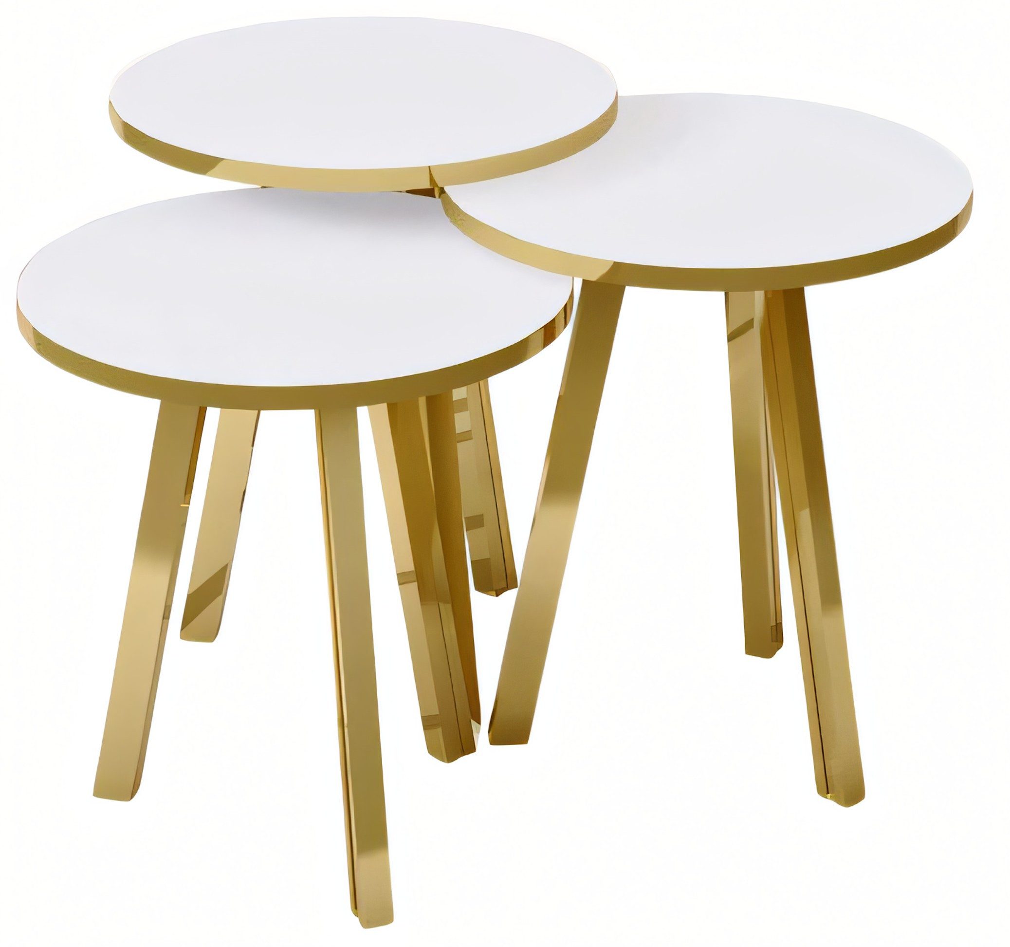 Xlmoebel Satztisch XLMOEBEL Holz-Metall Couchtisch in Weiß, modern und elegant (Set), Made in Europa