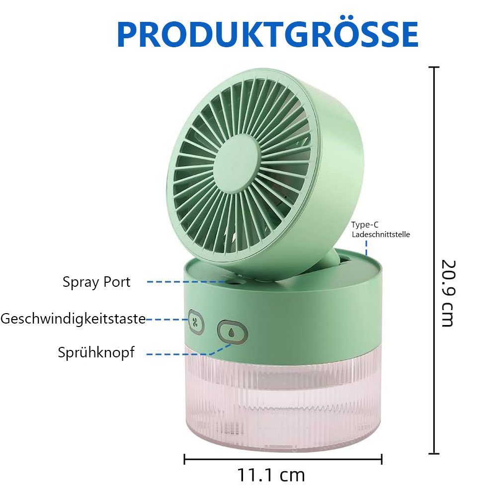 Mini-Ventilator Nebel, mit Heizkörperventilator MOUTEN kühlem USB-Tischventilator tragbarer